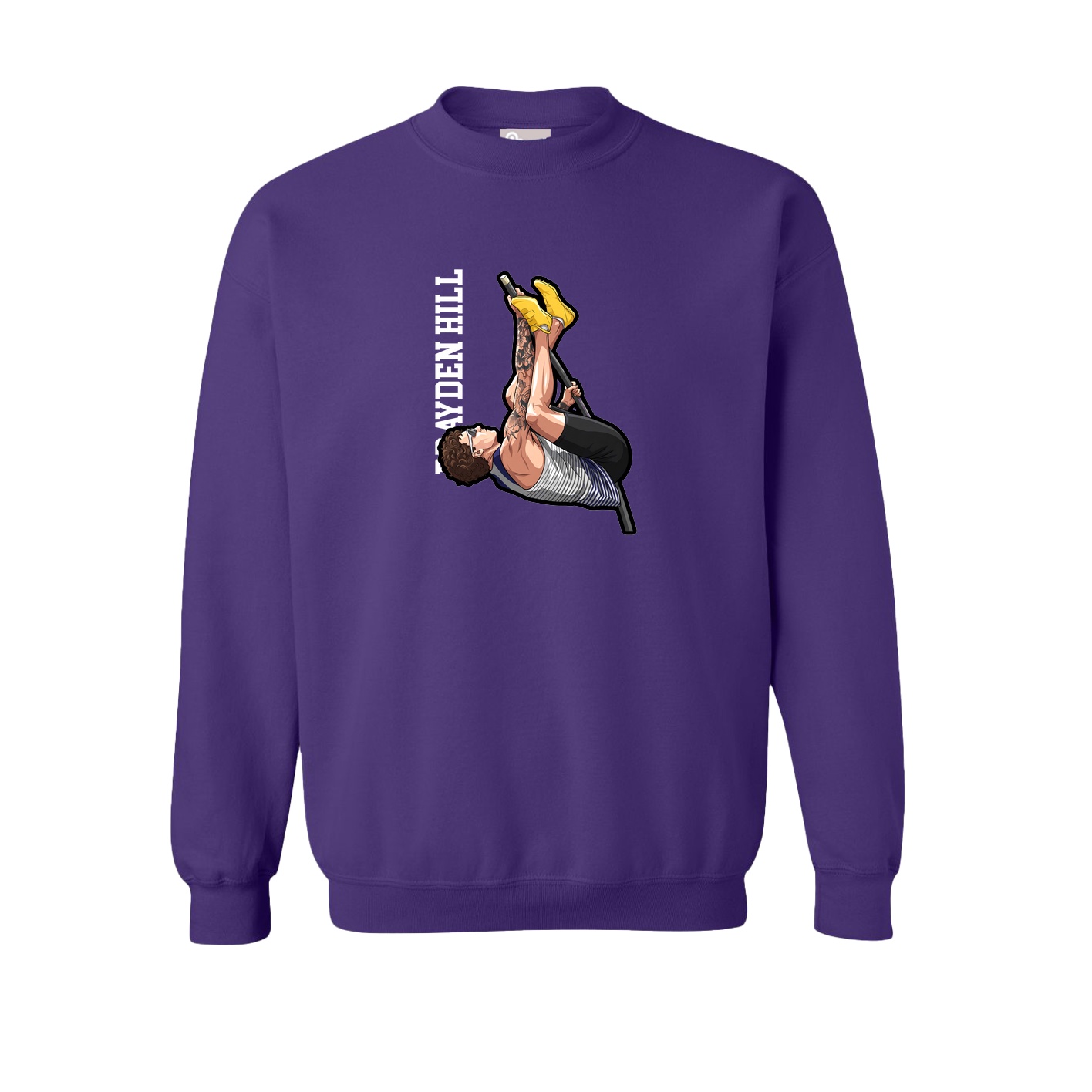Fleece Crew — Name Vertical in Purple