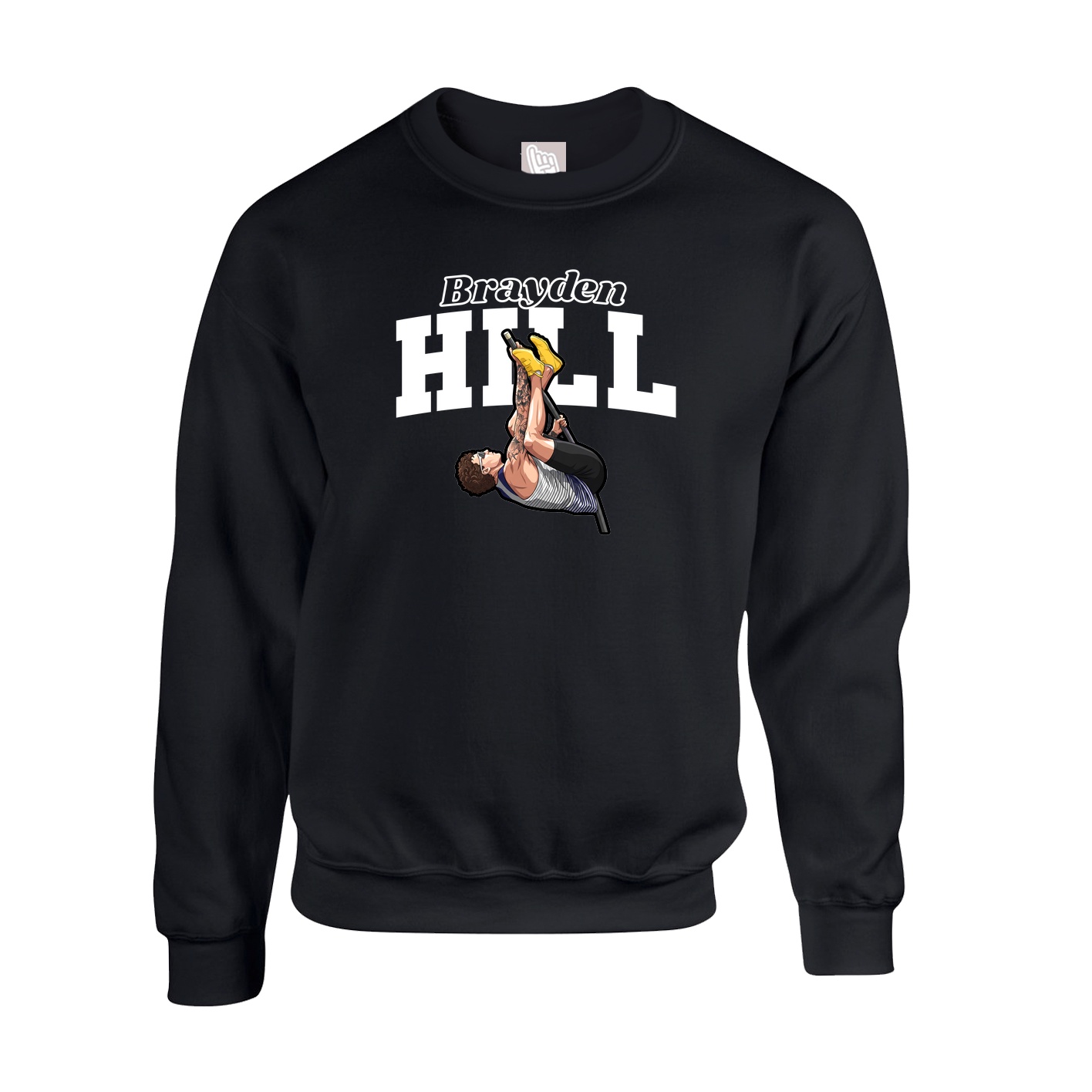 Fleece Crew — Name Arch in Black