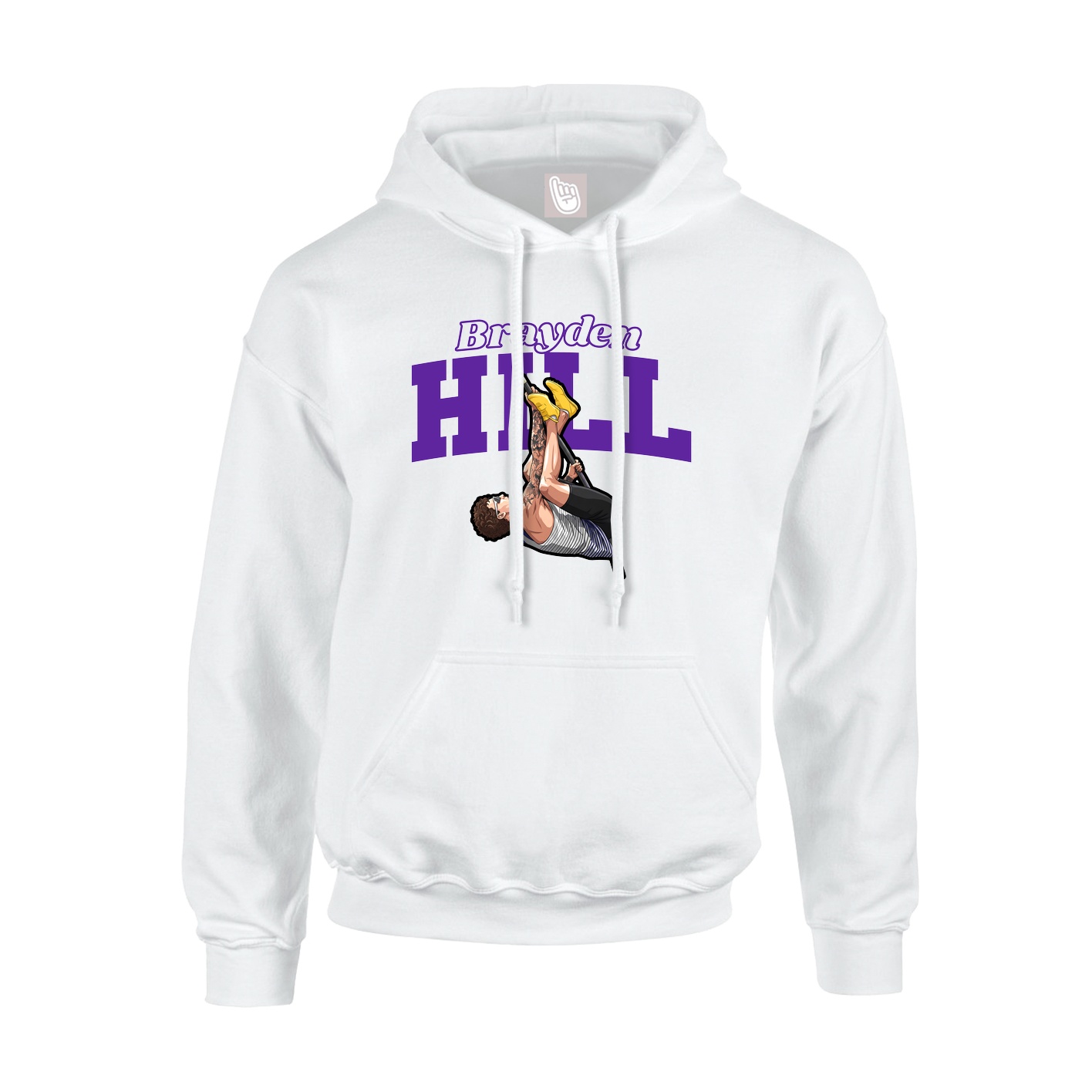 Youth Hoodie — Name Arch in White