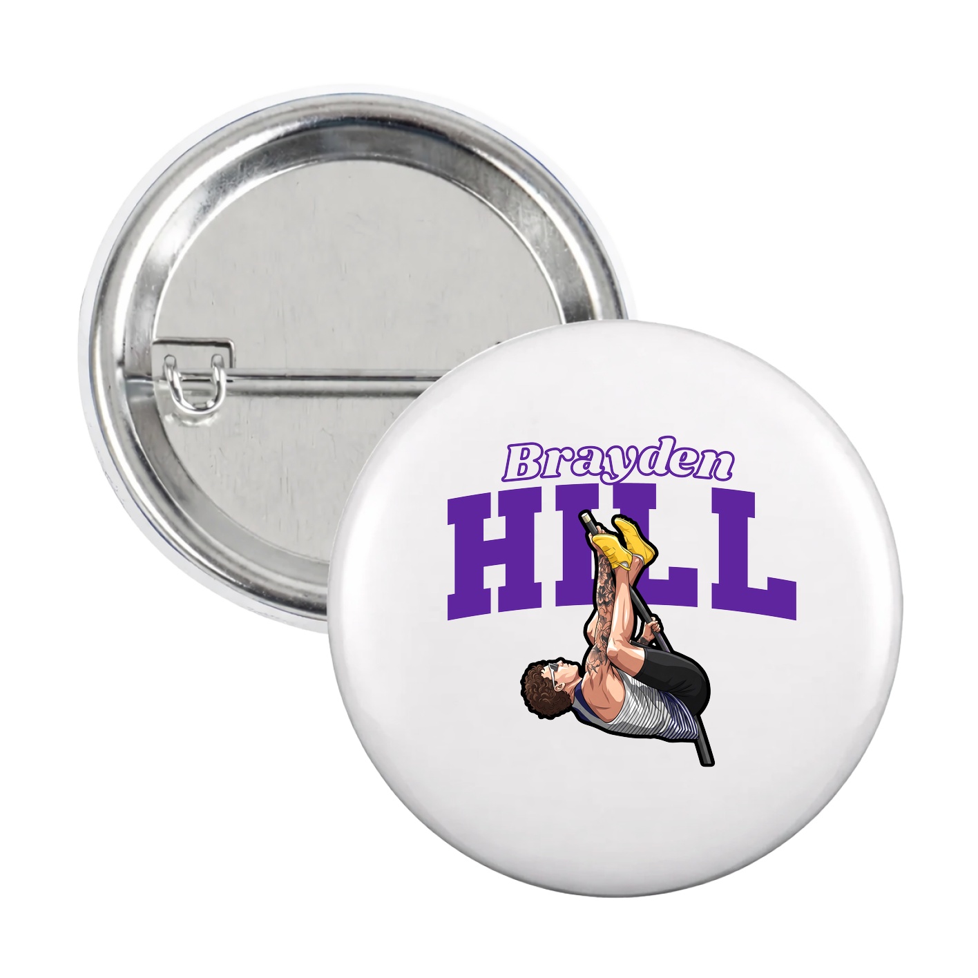 Game Day Button — Name Arch in White