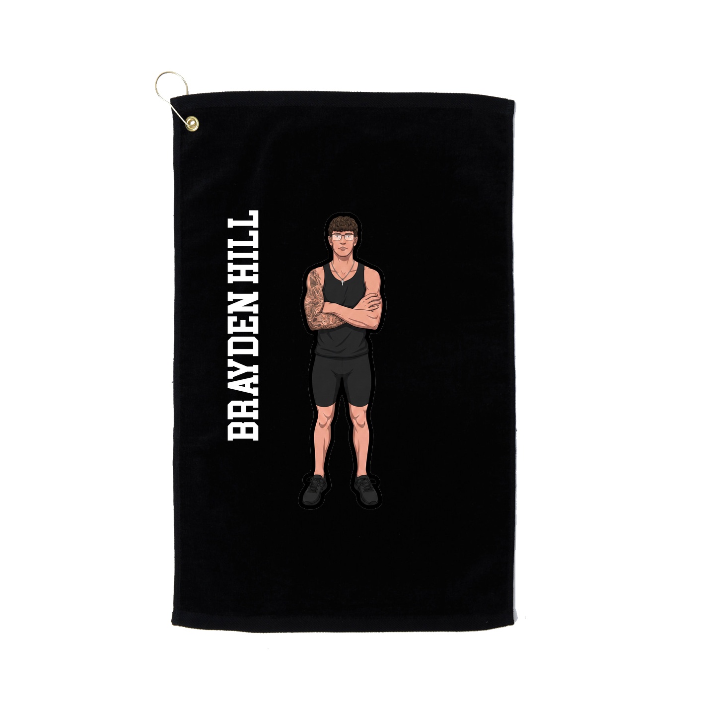 Golf Towel — Name Vertical in Black