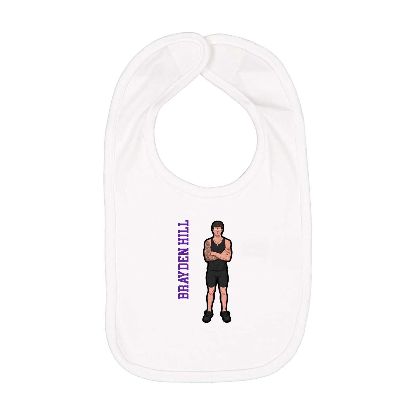 Infant Bib — Name Vertical in White