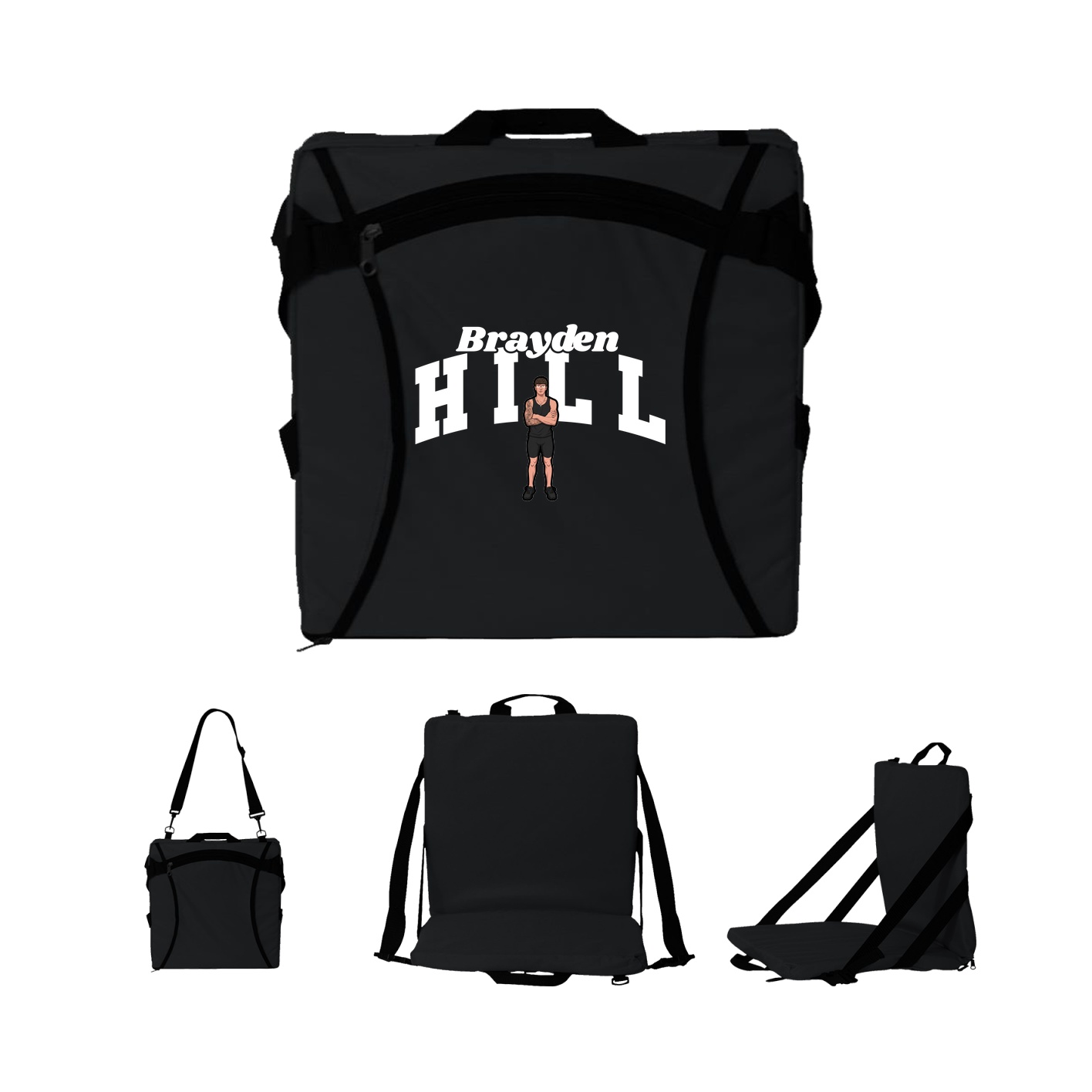 Folding Stadium Seat — Signature Arch in Black