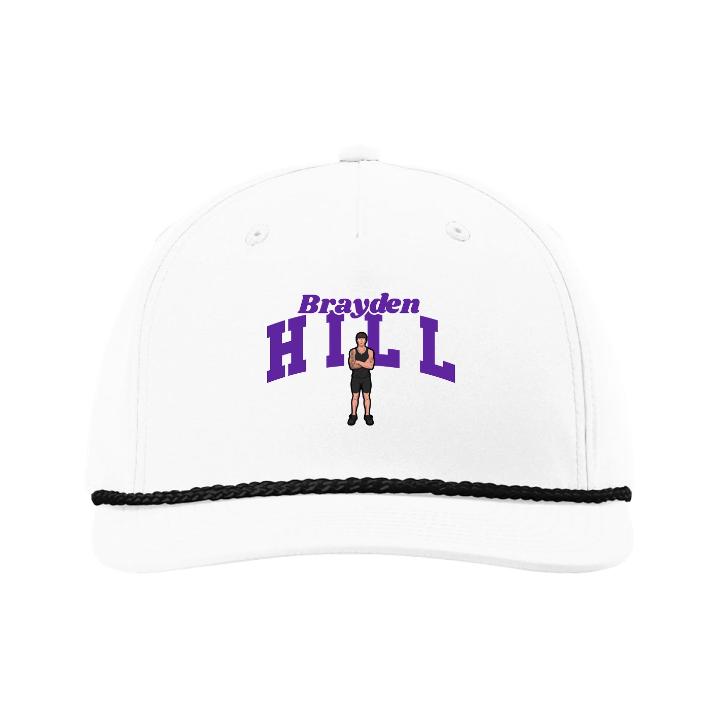 Five-Panel Classic Rope Cap — Signature Arch in White
