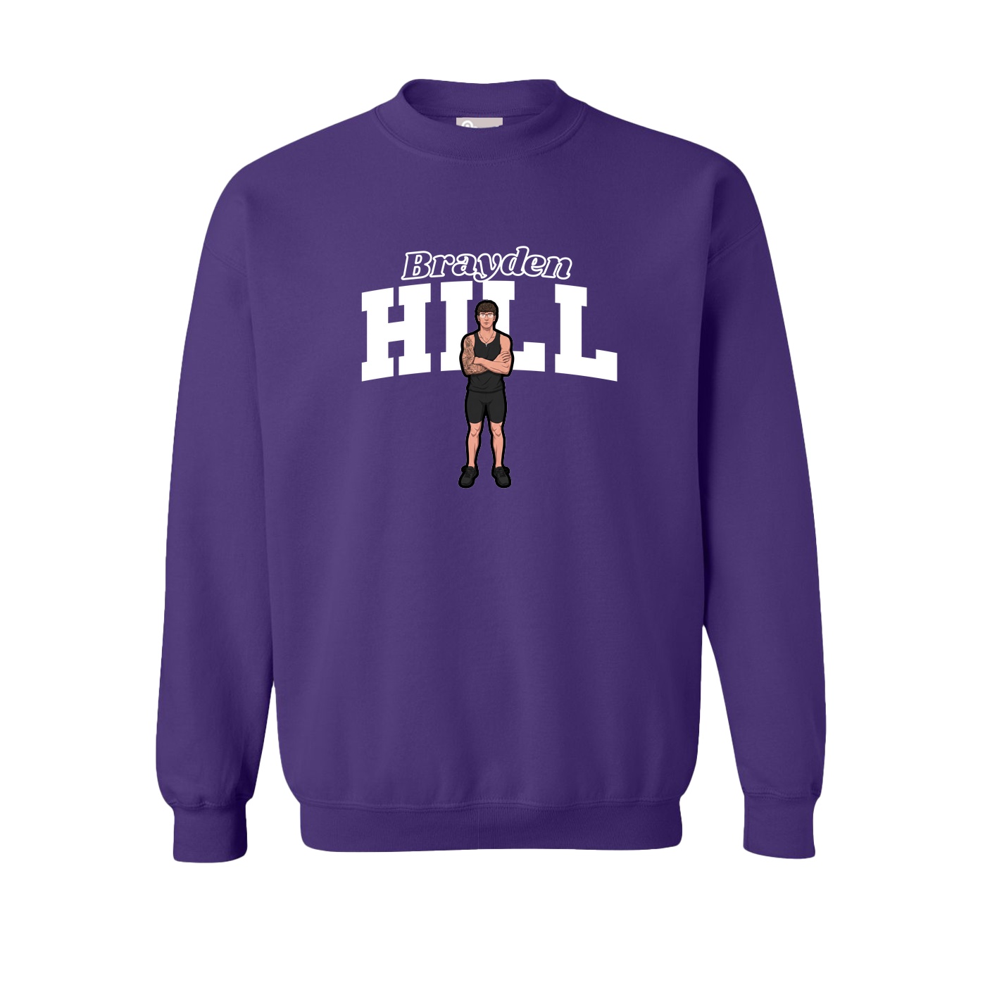 Fleece Crew — Name Arch in Purple
