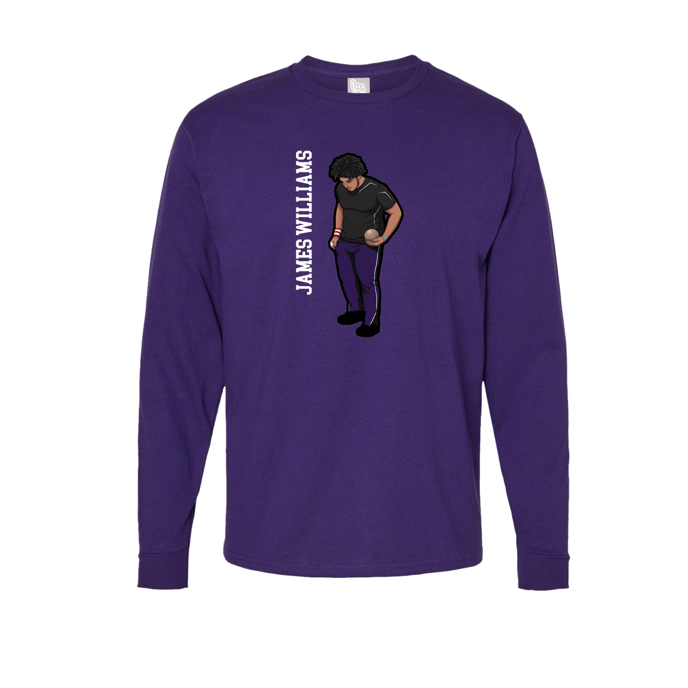 Long Sleeve Tee — Name Vertical in Purple