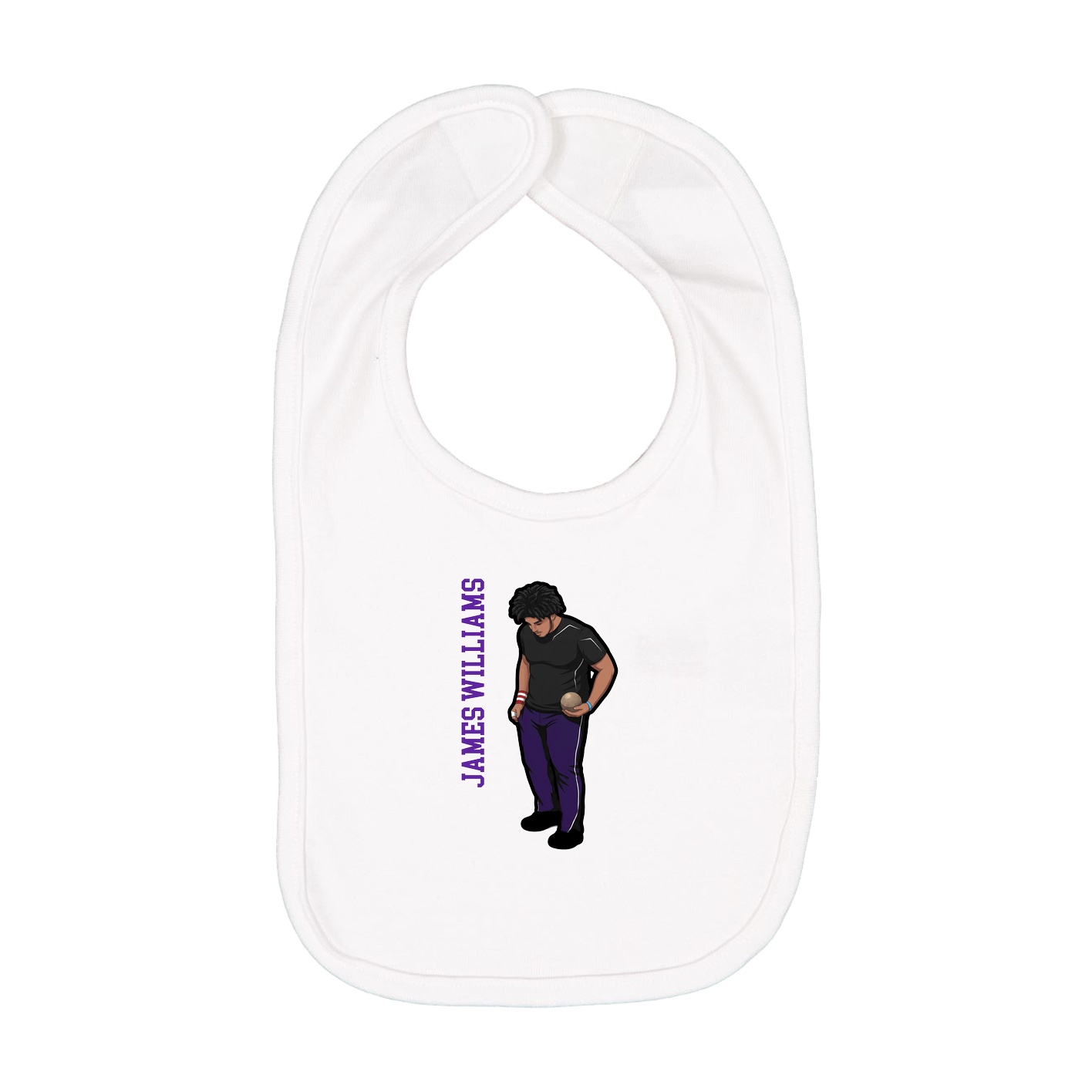 Infant Bib — Name Vertical in White