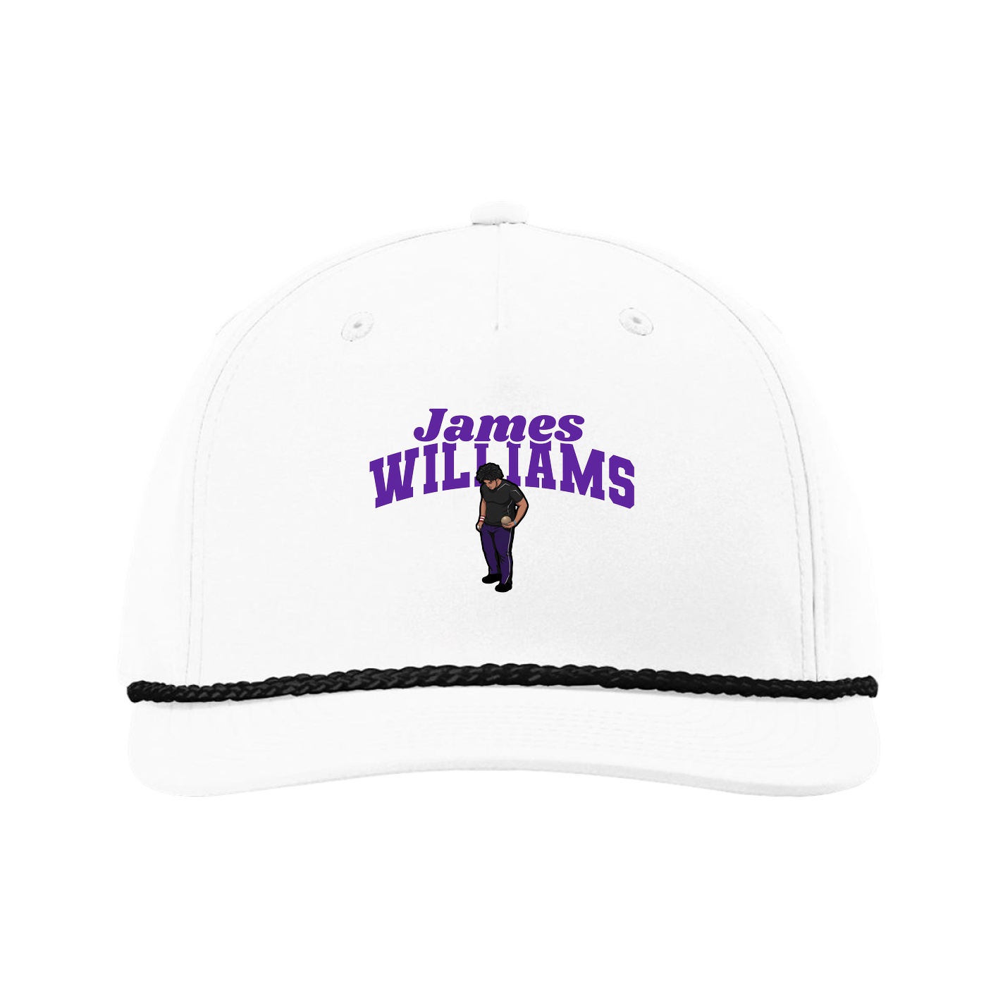 Five-Panel Classic Rope Cap — Signature Arch in White