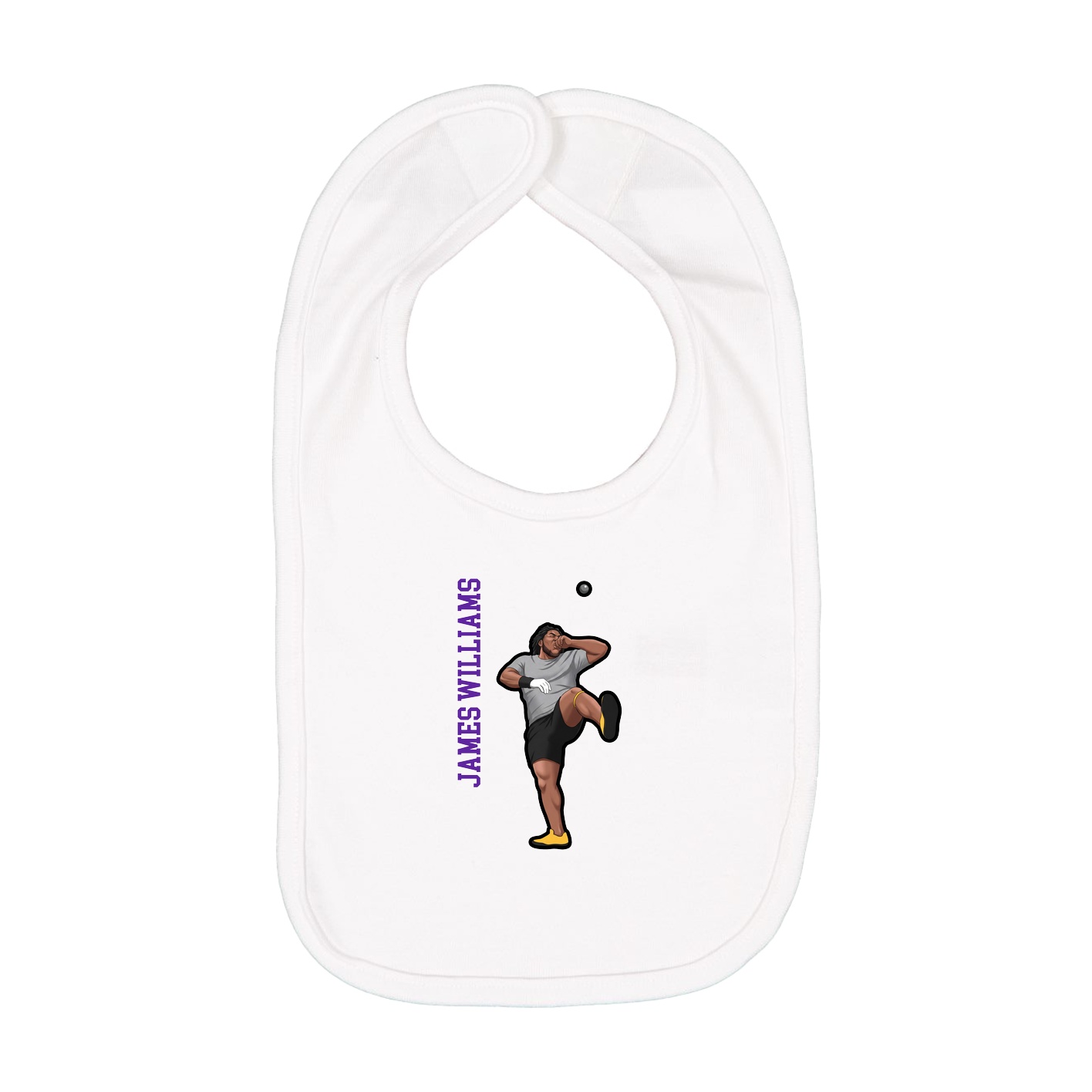 Infant Bib — Name Vertical in White