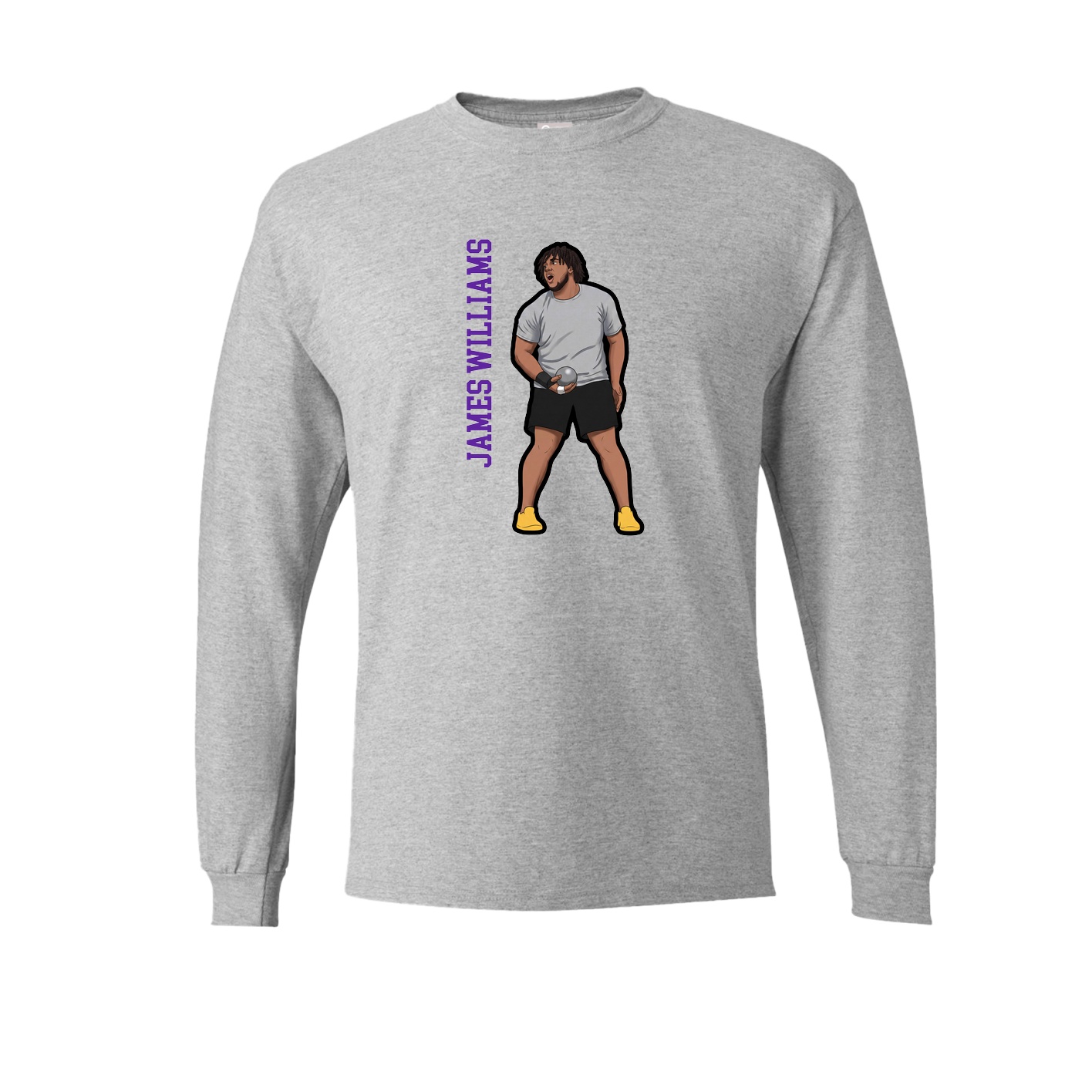 Long Sleeve Tee — Name Vertical in Grey