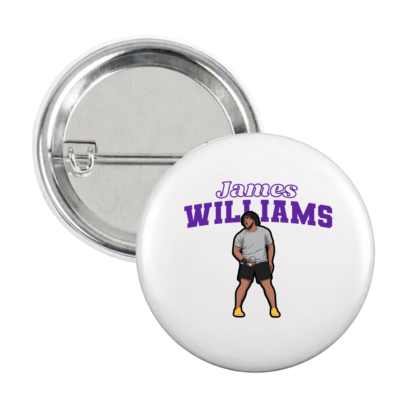 Game Day Button — Name Arch in White