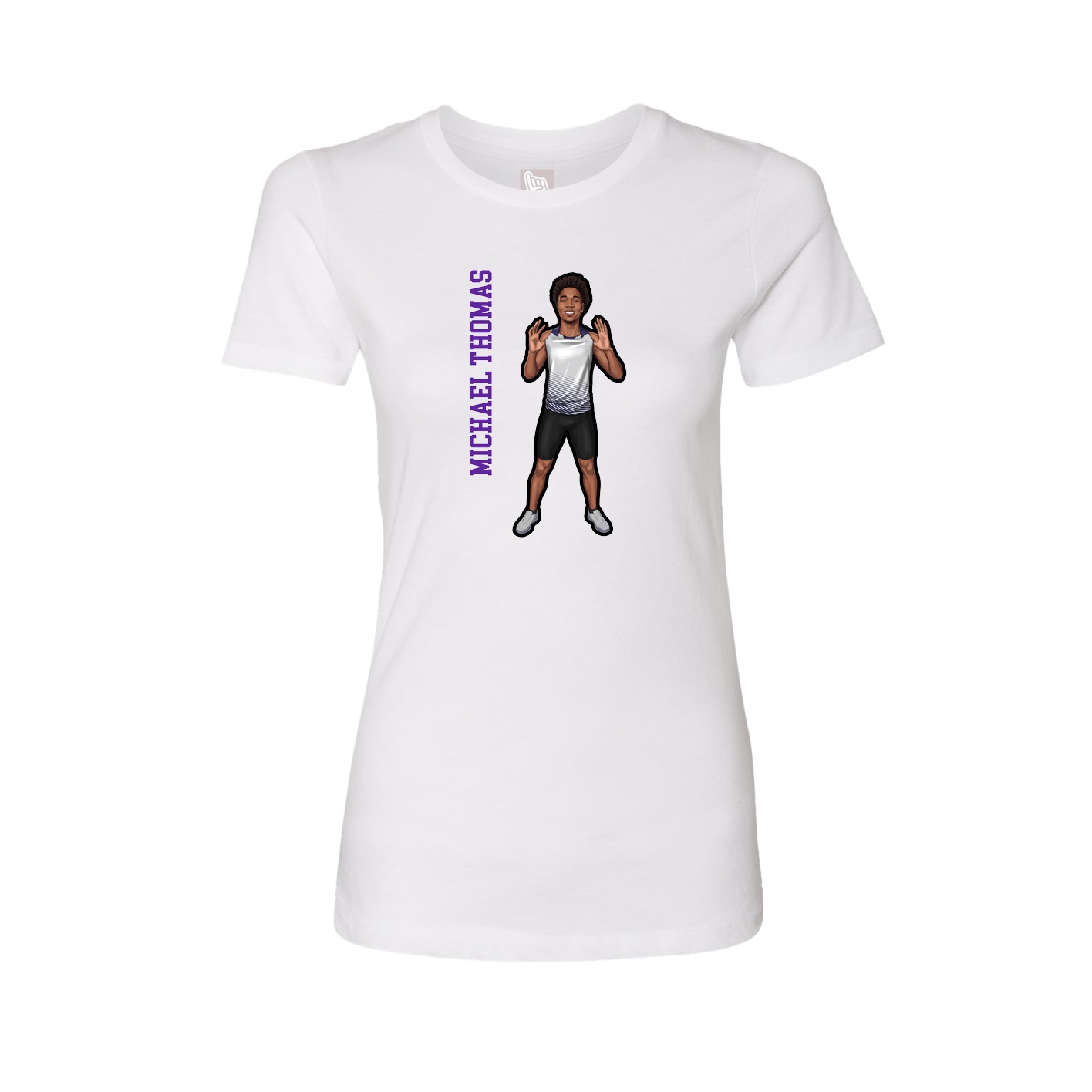 Womens Tee — Name Vertical in White