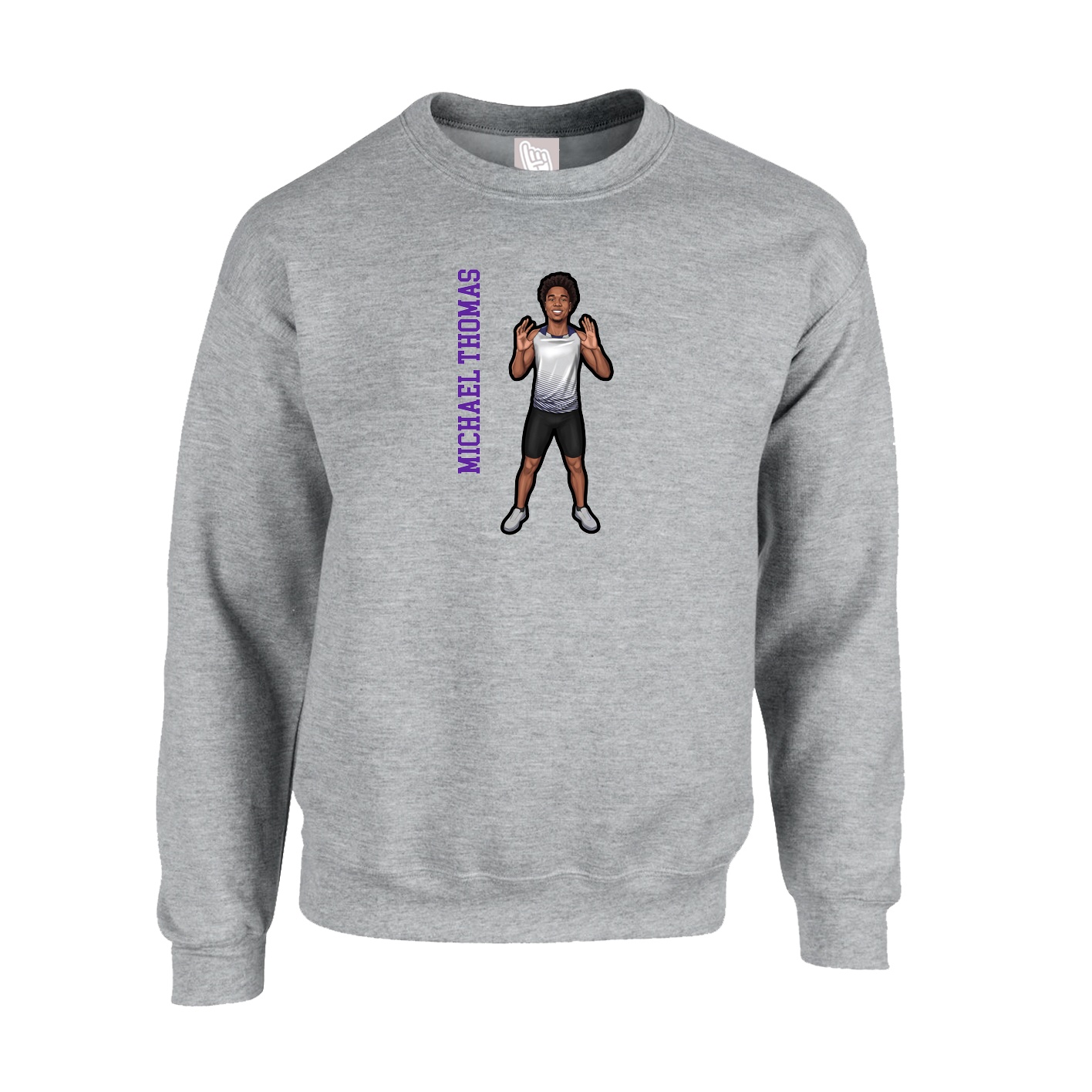 Fleece Crew — Name Vertical in Grey