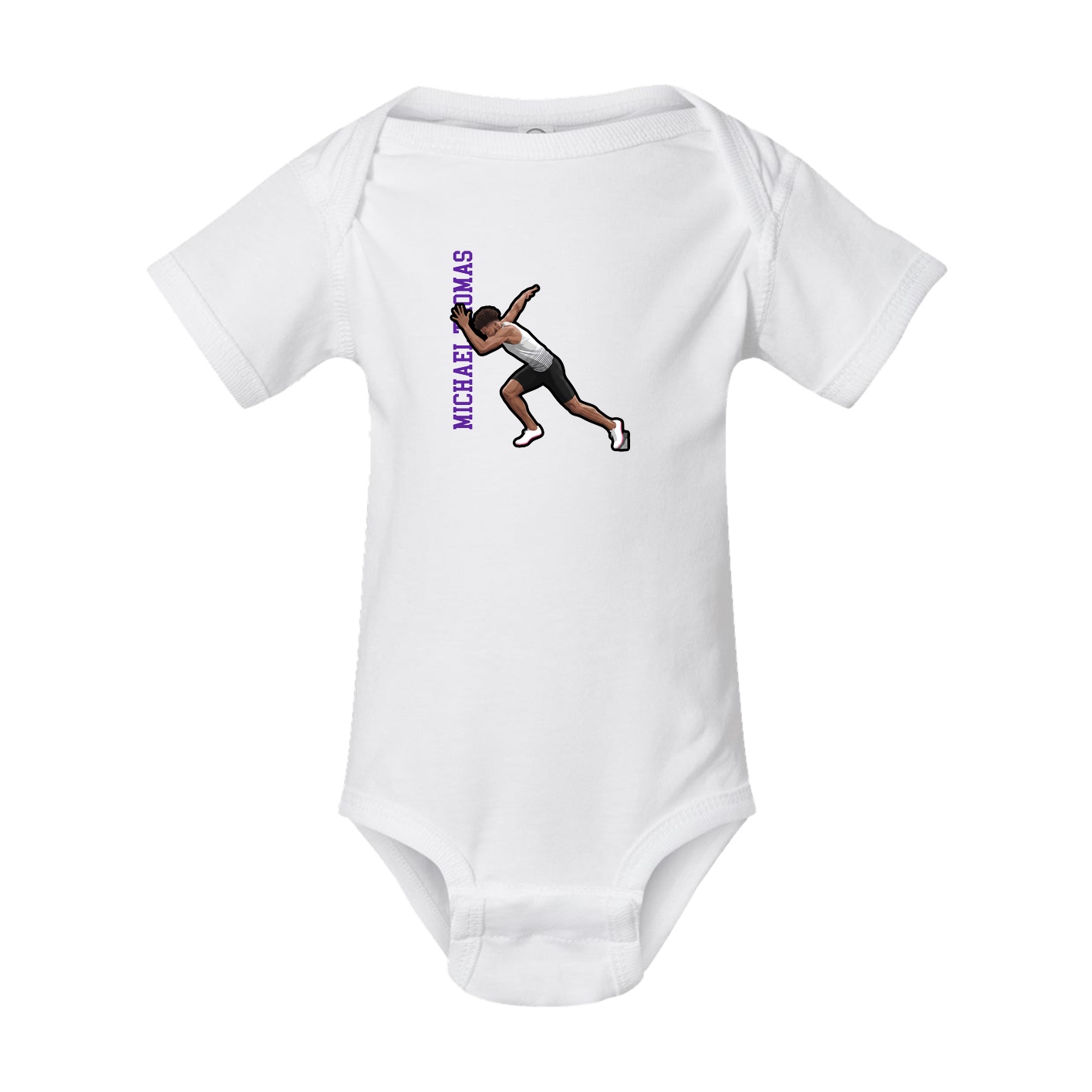 Baby Onesie — Name Vertical in White