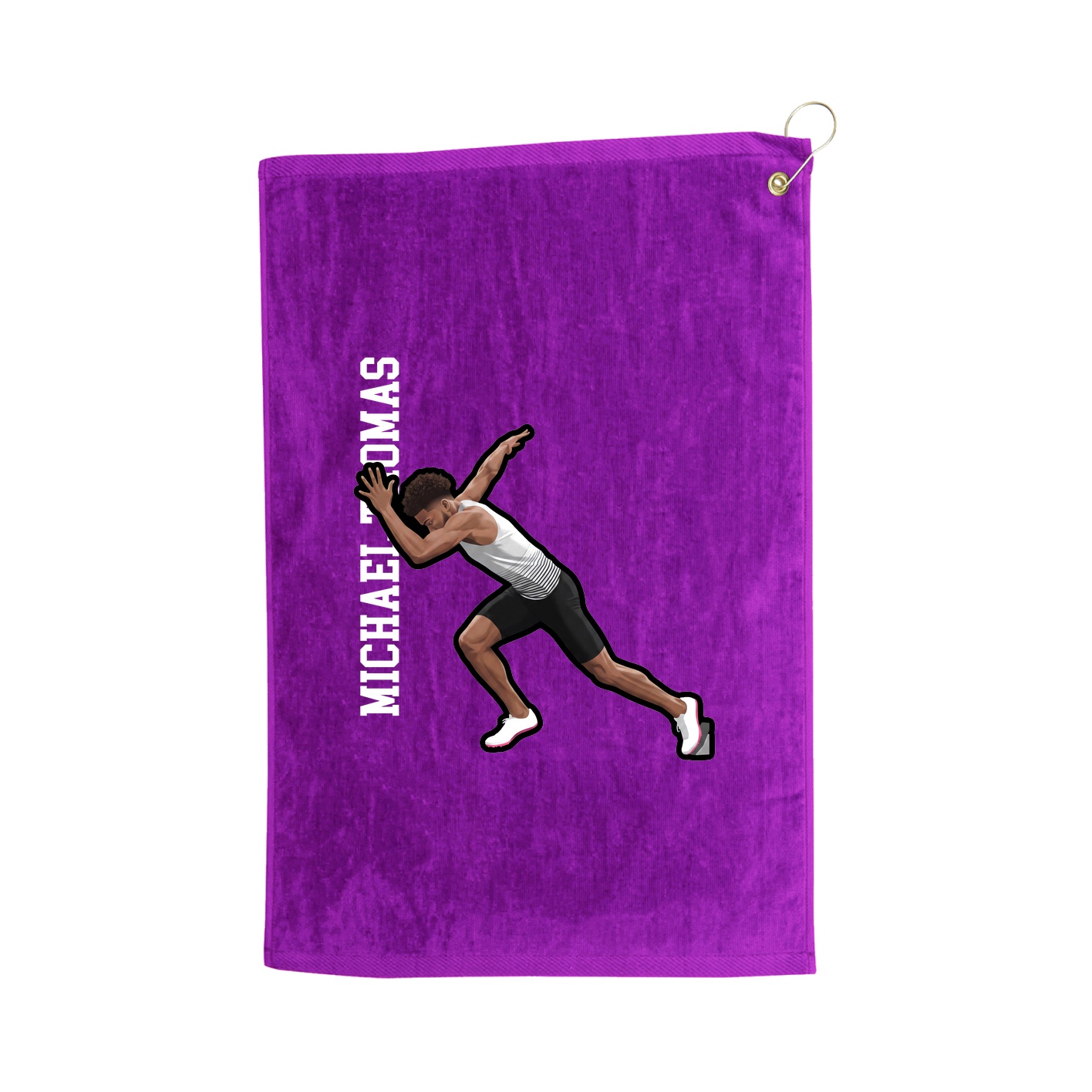 Golf Towel — Name Vertical in Purple