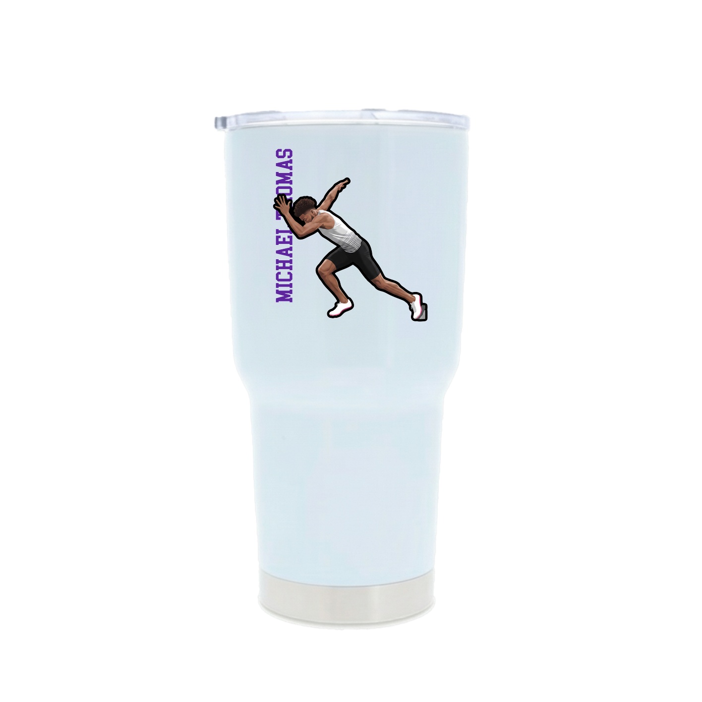 30oz Stainless Steel Tumbler — Name Vertical in White