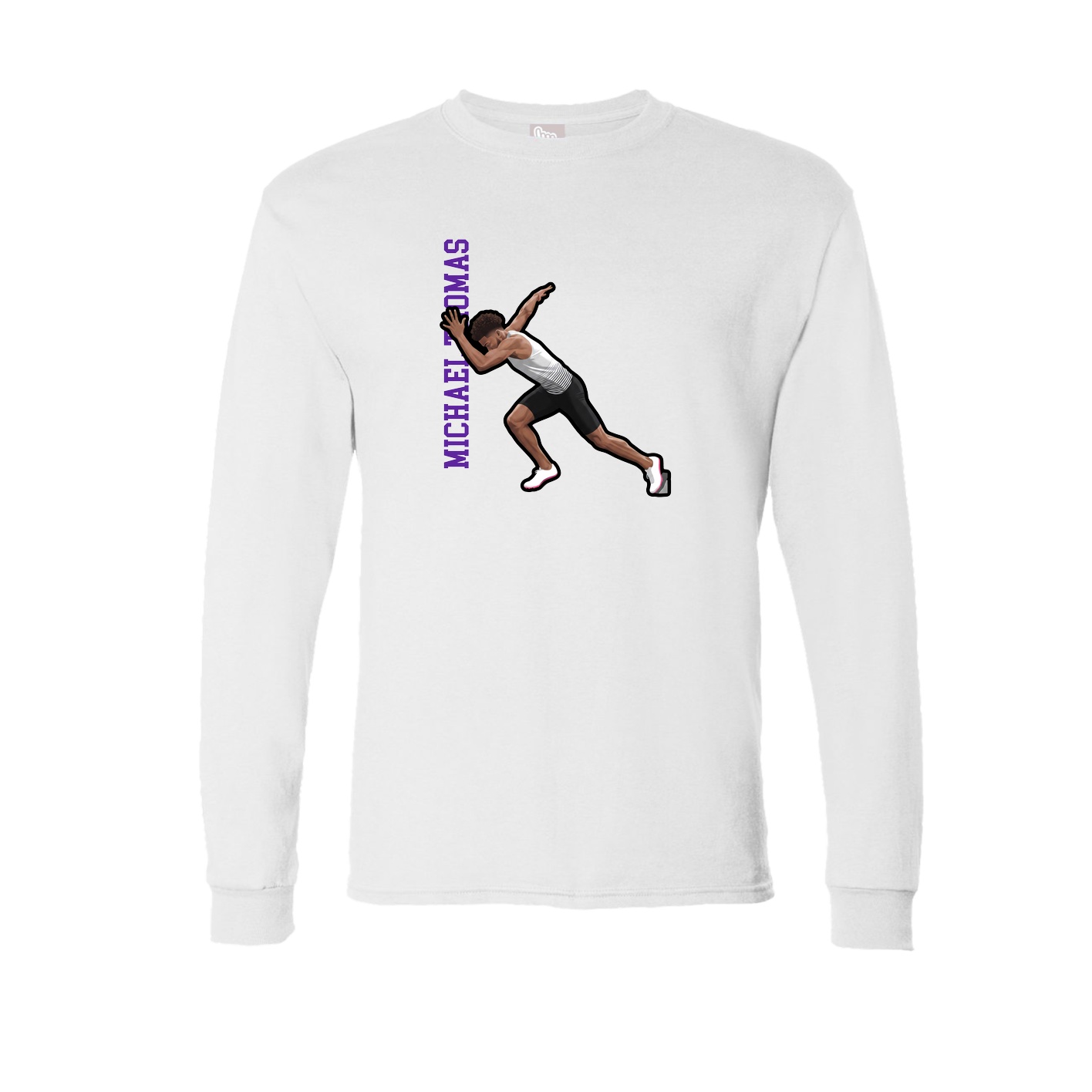 Long Sleeve Tee — Name Vertical in White