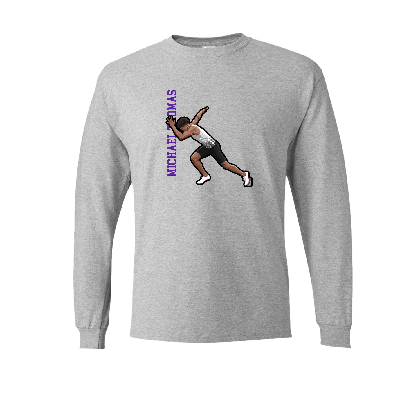 Long Sleeve Tee — Name Vertical in Grey