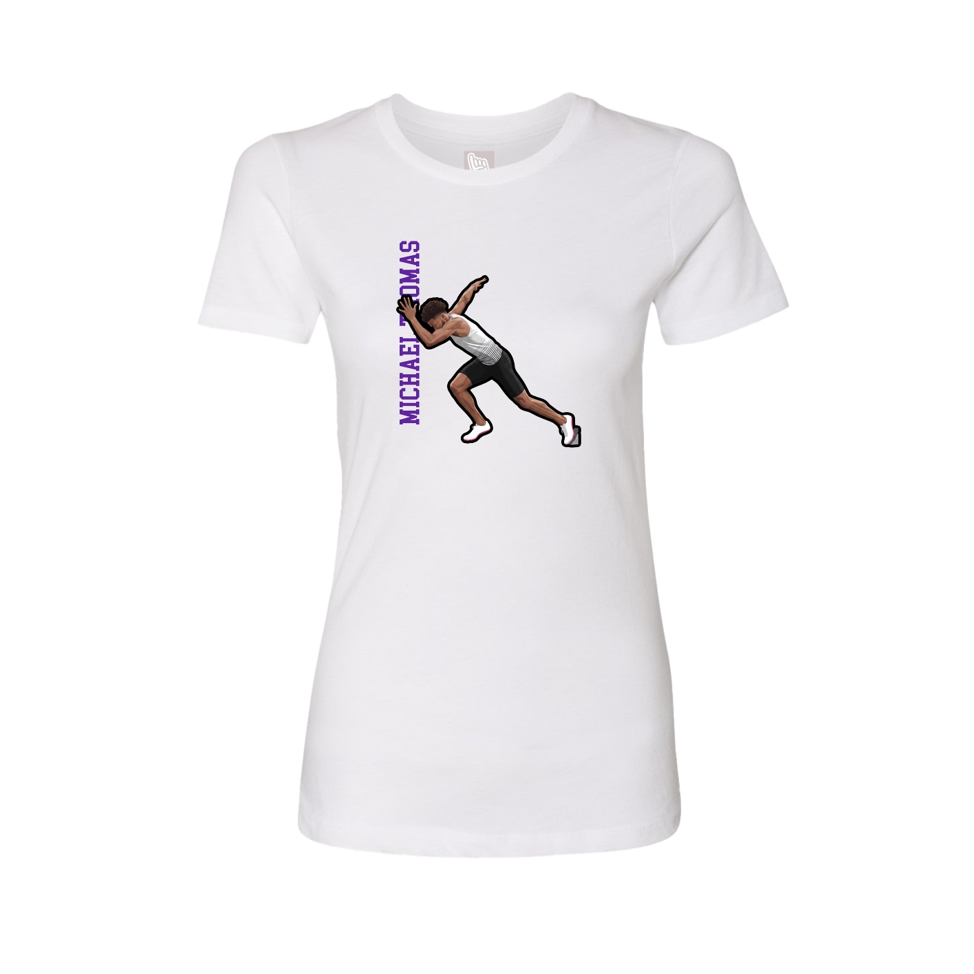 Fitted Women's Tee — Name Vertical in White