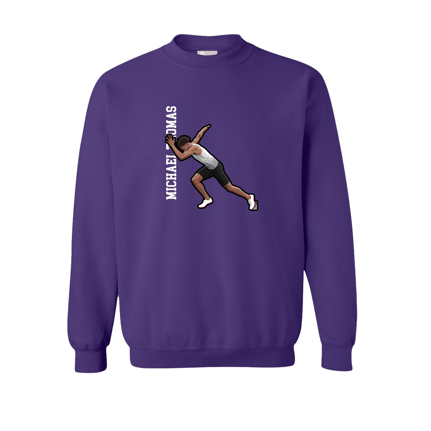 Fleece Crew — Name Vertical in Purple