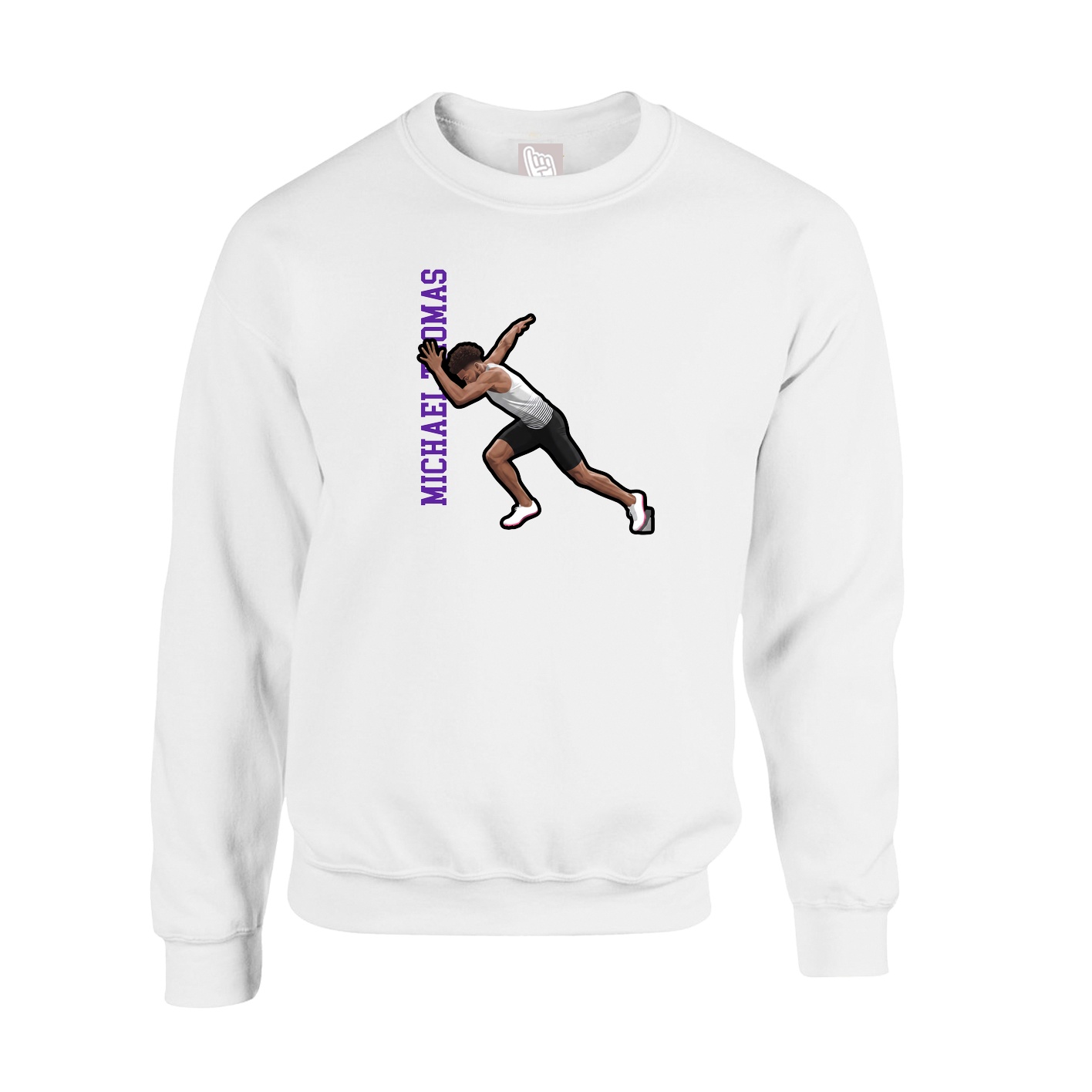 Fleece Crew — Name Vertical in White