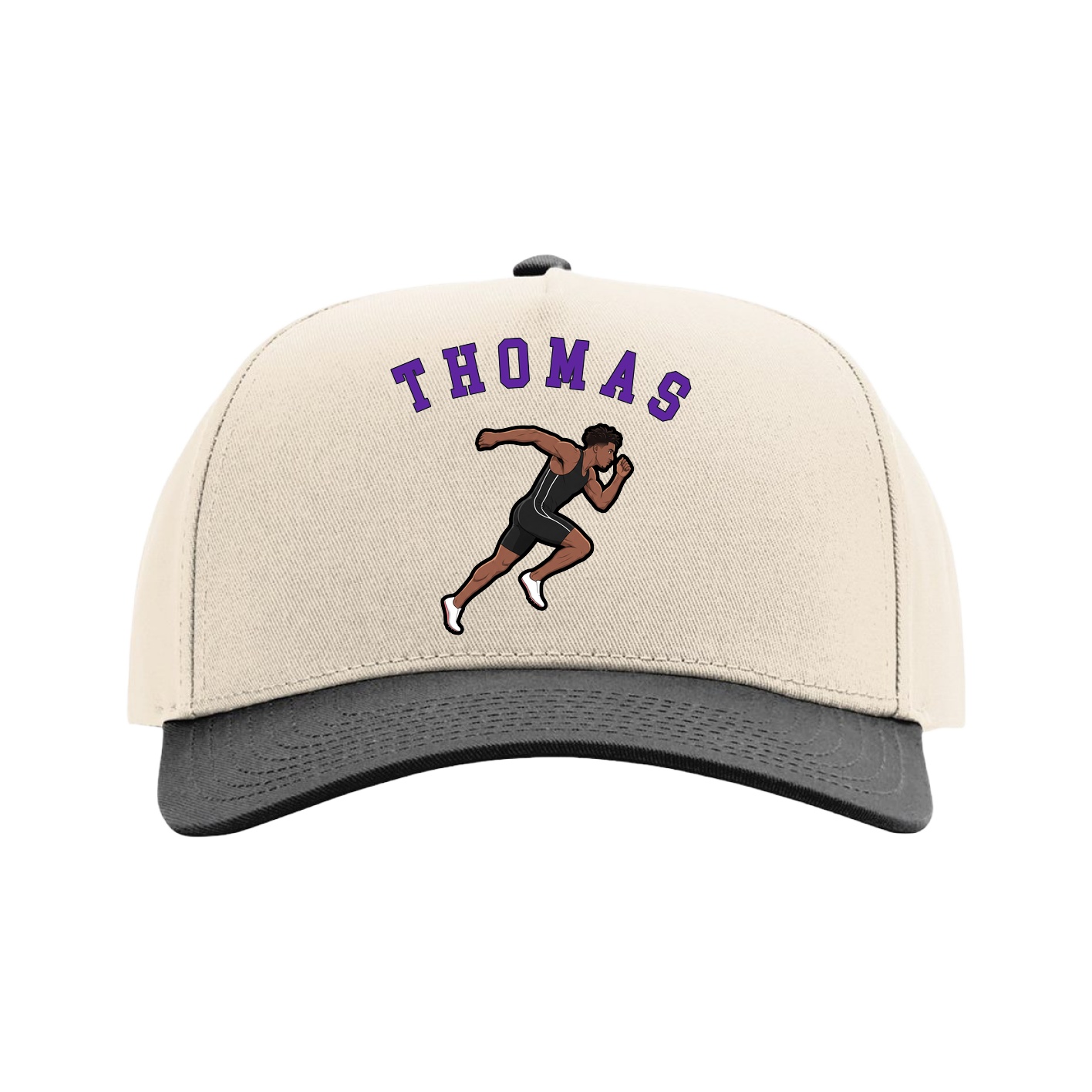 Full Fabric Five-Panel Champ Cap — Shirsey Arch in Cream/Black