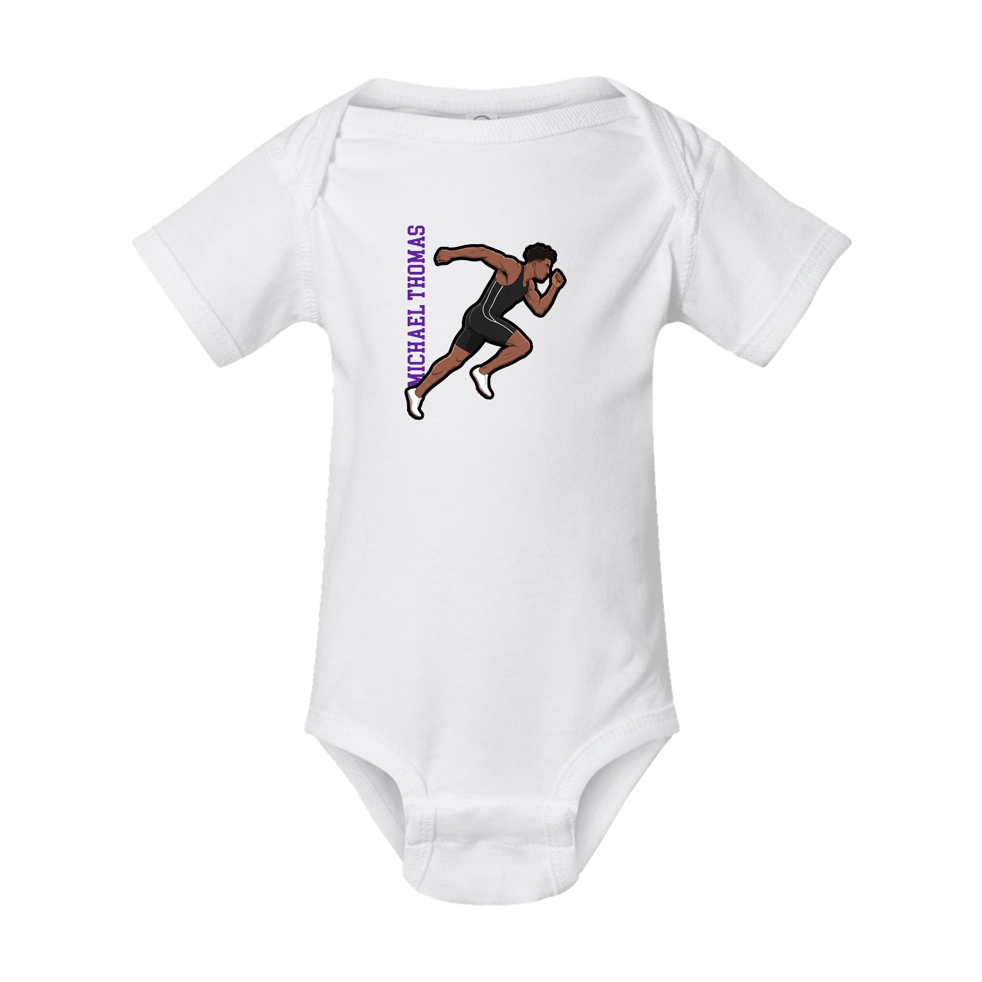 Baby Onesie — Name Vertical in White