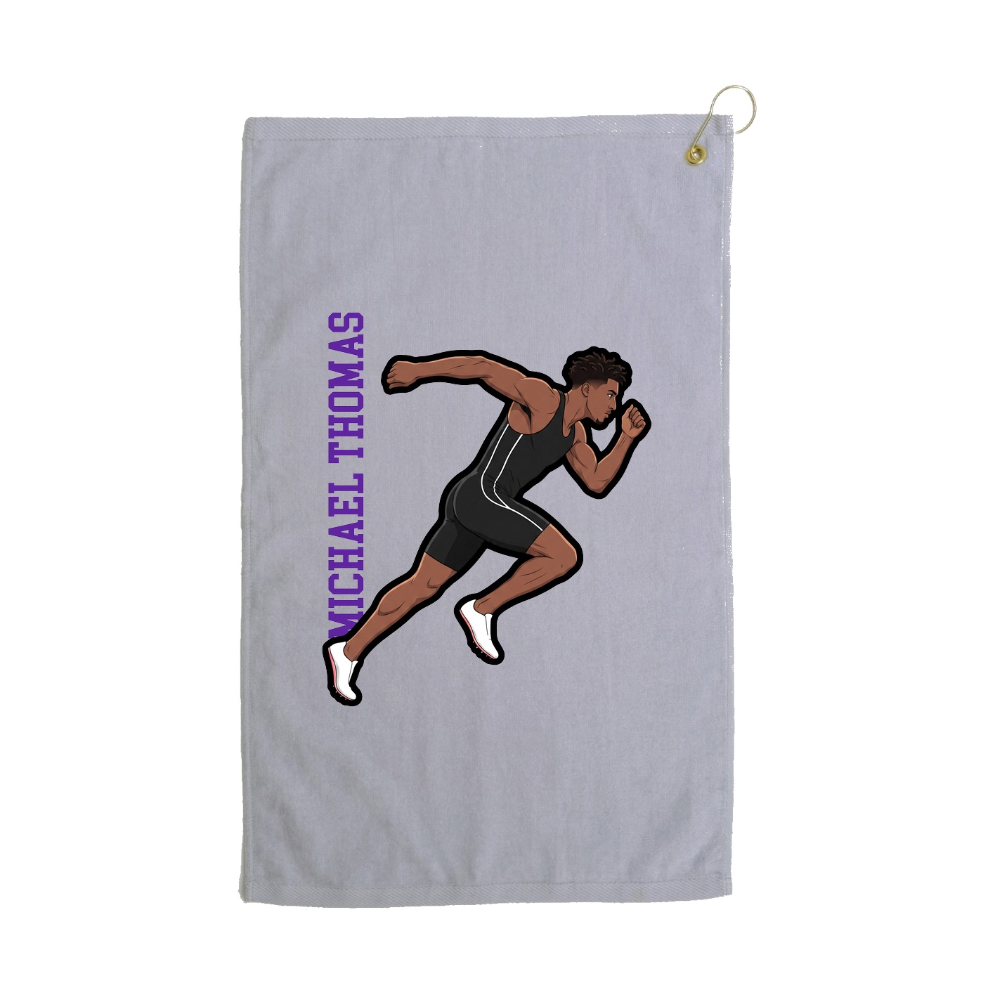 Golf Towel — Name Vertical in Grey