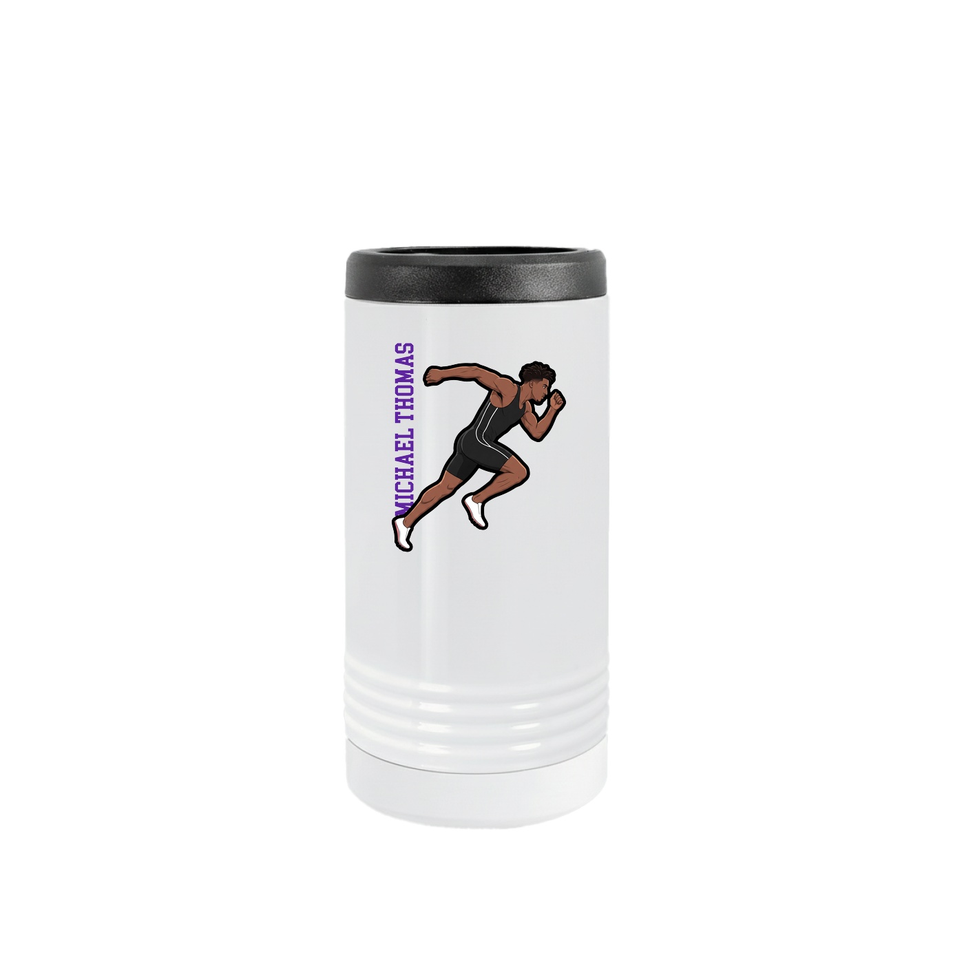Slim Beverage Holder — Name Vertical in White