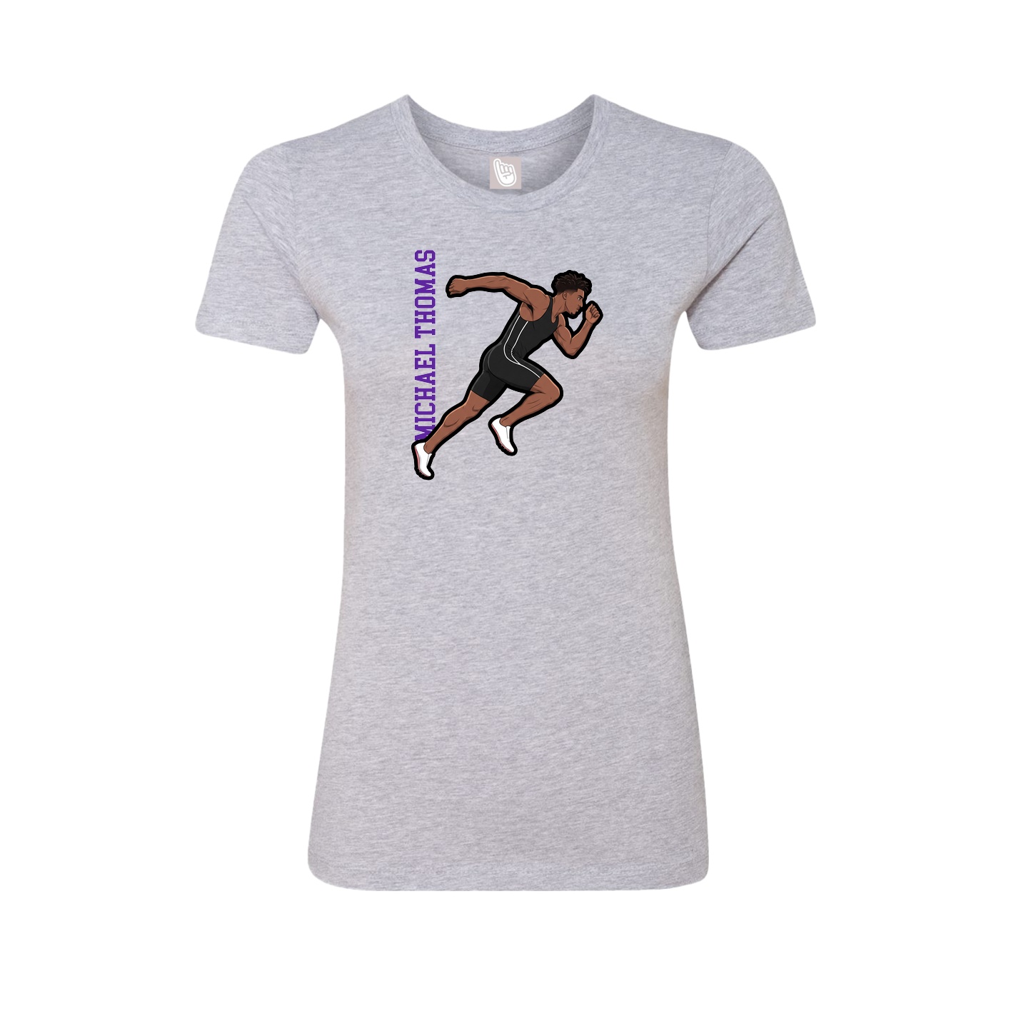 Womens Tee — Name Vertical in Grey