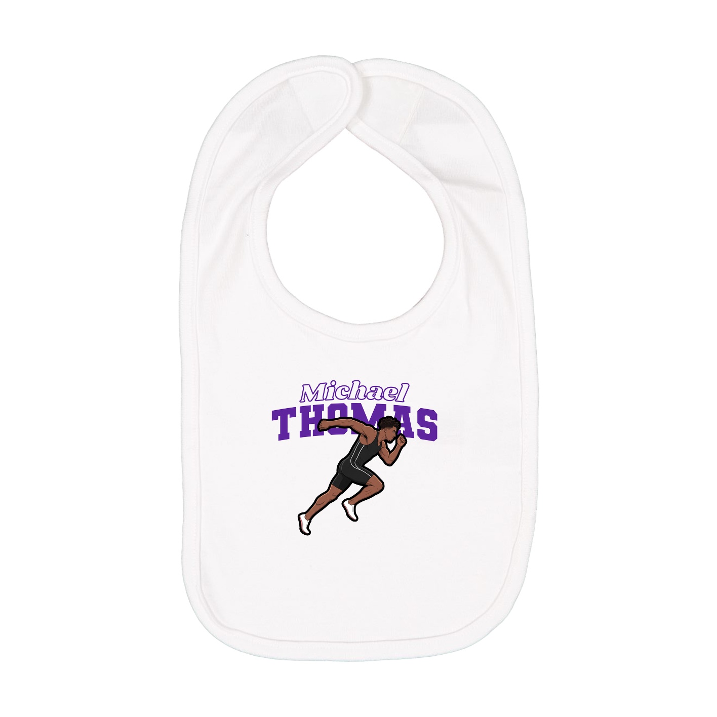 Infant Bib — Name Arch in White