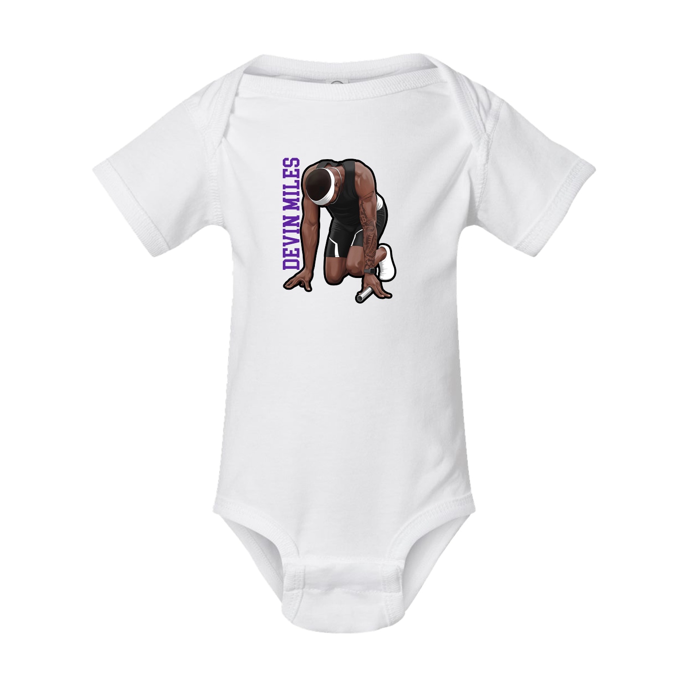 Baby Onesie — Name Vertical in White