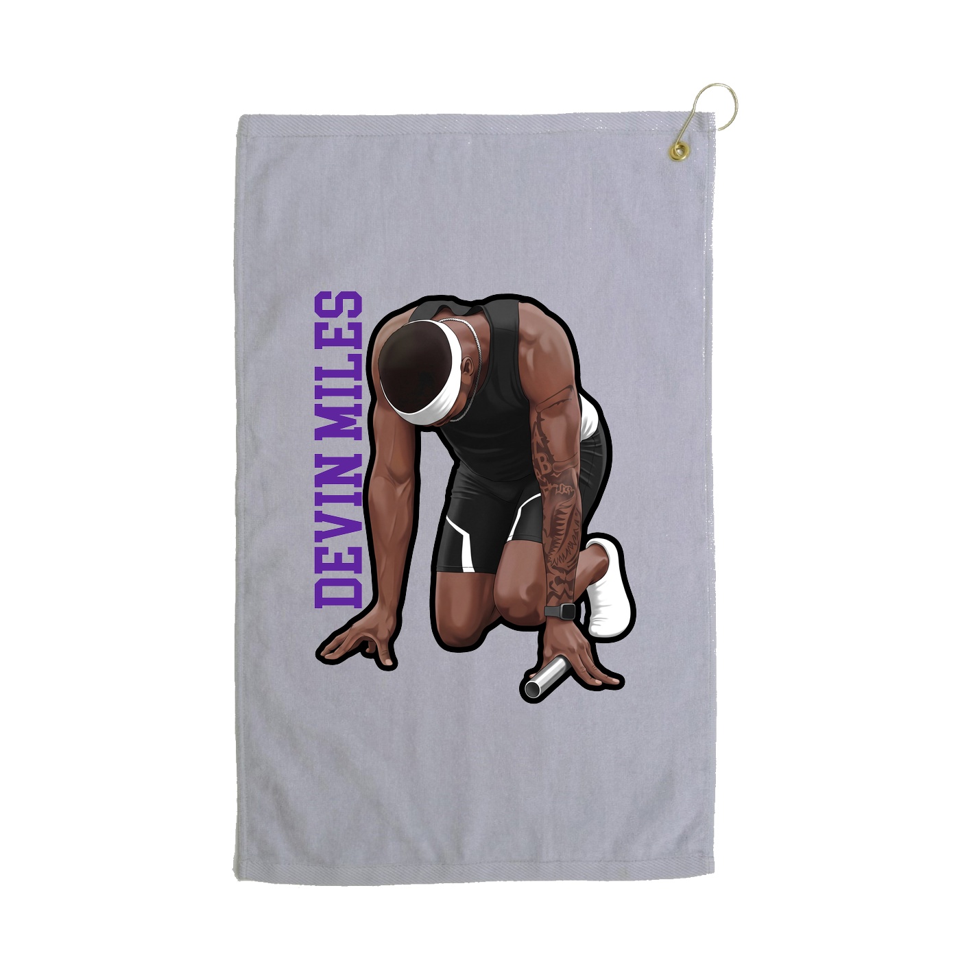 Golf Towel — Name Vertical in Grey