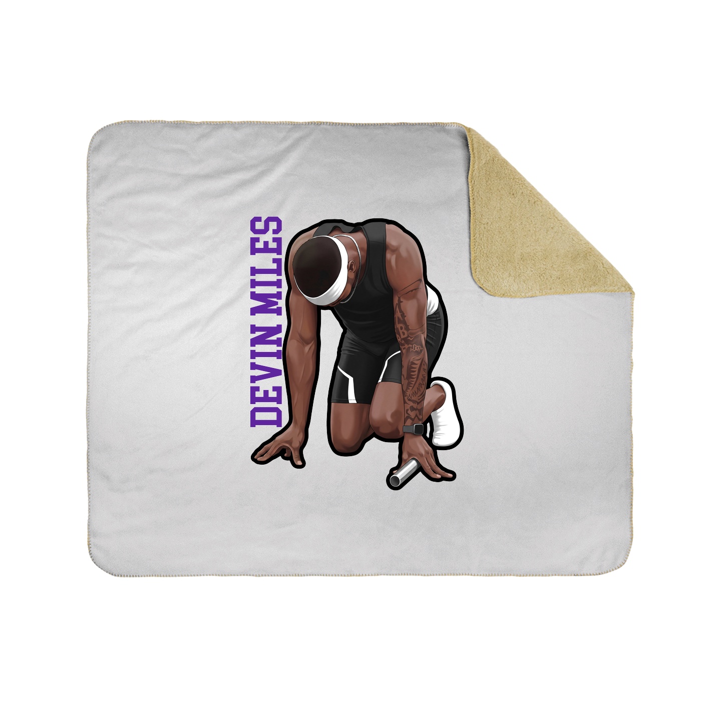 Throw Blanket — Name Vertical in White