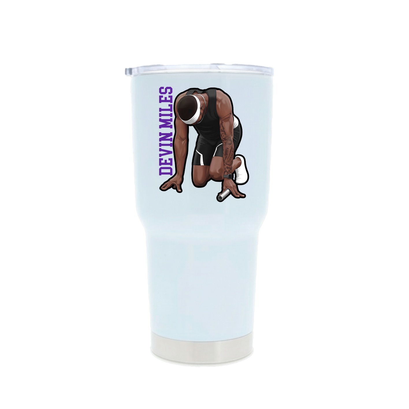 30oz Stainless Steel Tumbler — Name Vertical in White