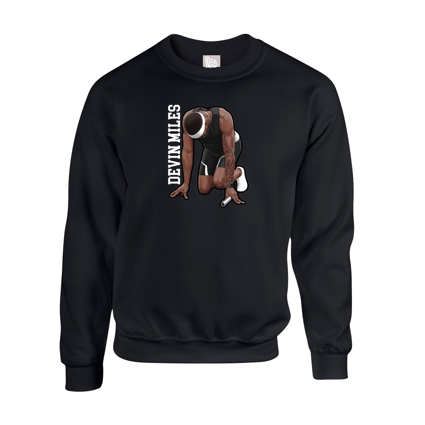 Fleece Crew — Name Vertical in Black