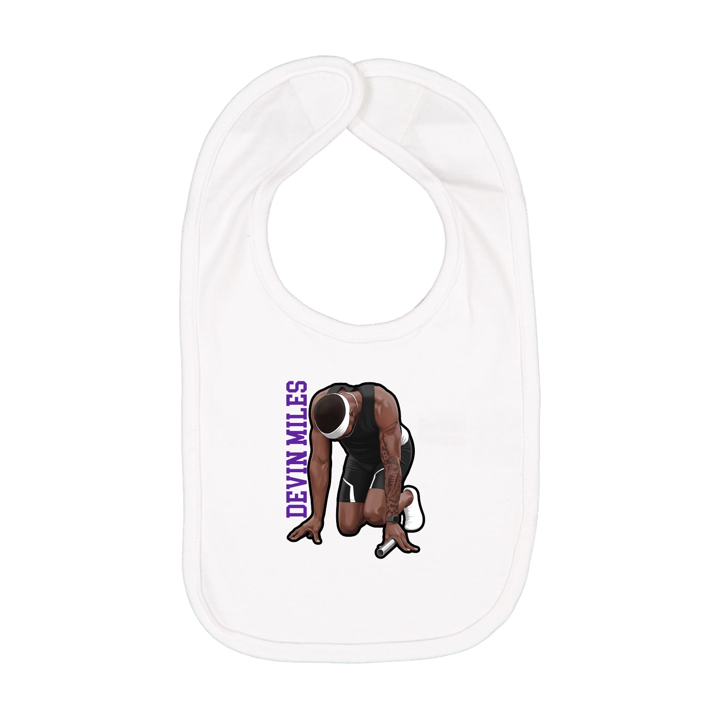 Infant Bib — Name Vertical in White