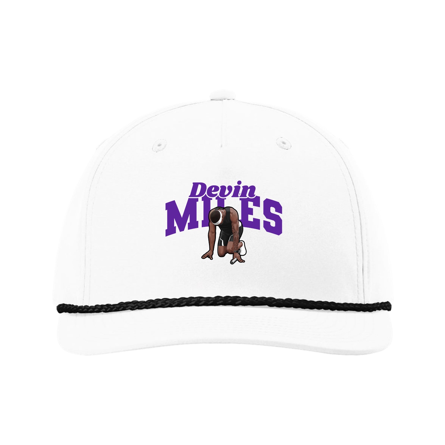 Five-Panel Classic Rope Cap — Signature Arch in White