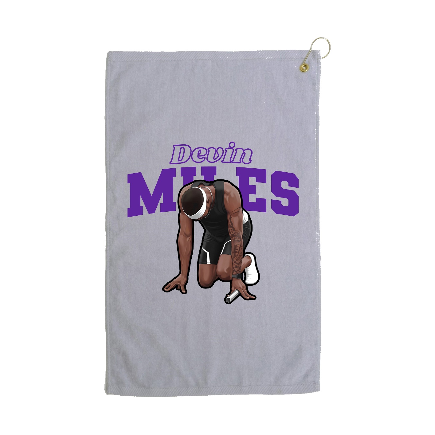 Golf Towel — Name Arch in Grey