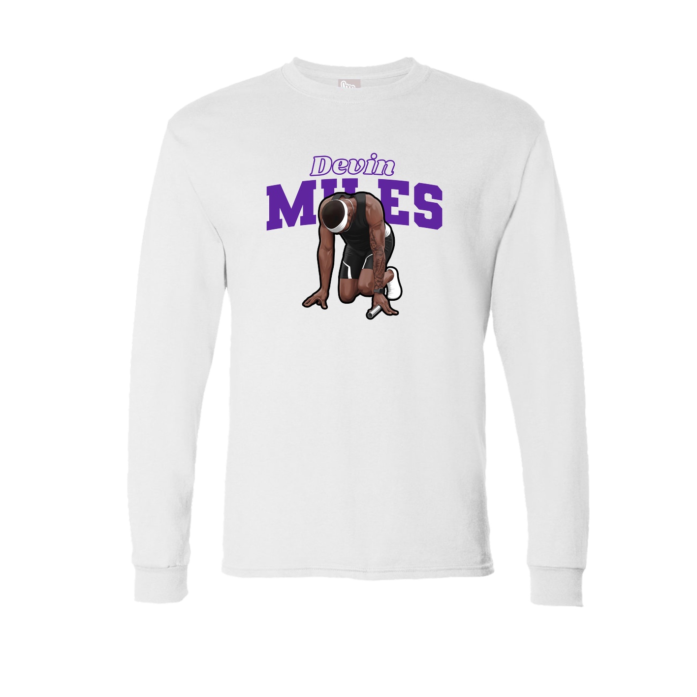 Long Sleeve Tee — Name Arch in White