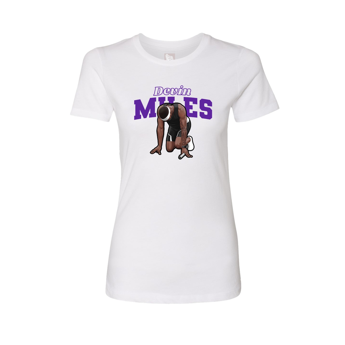 Fitted Women's Tee — Name Arch in White