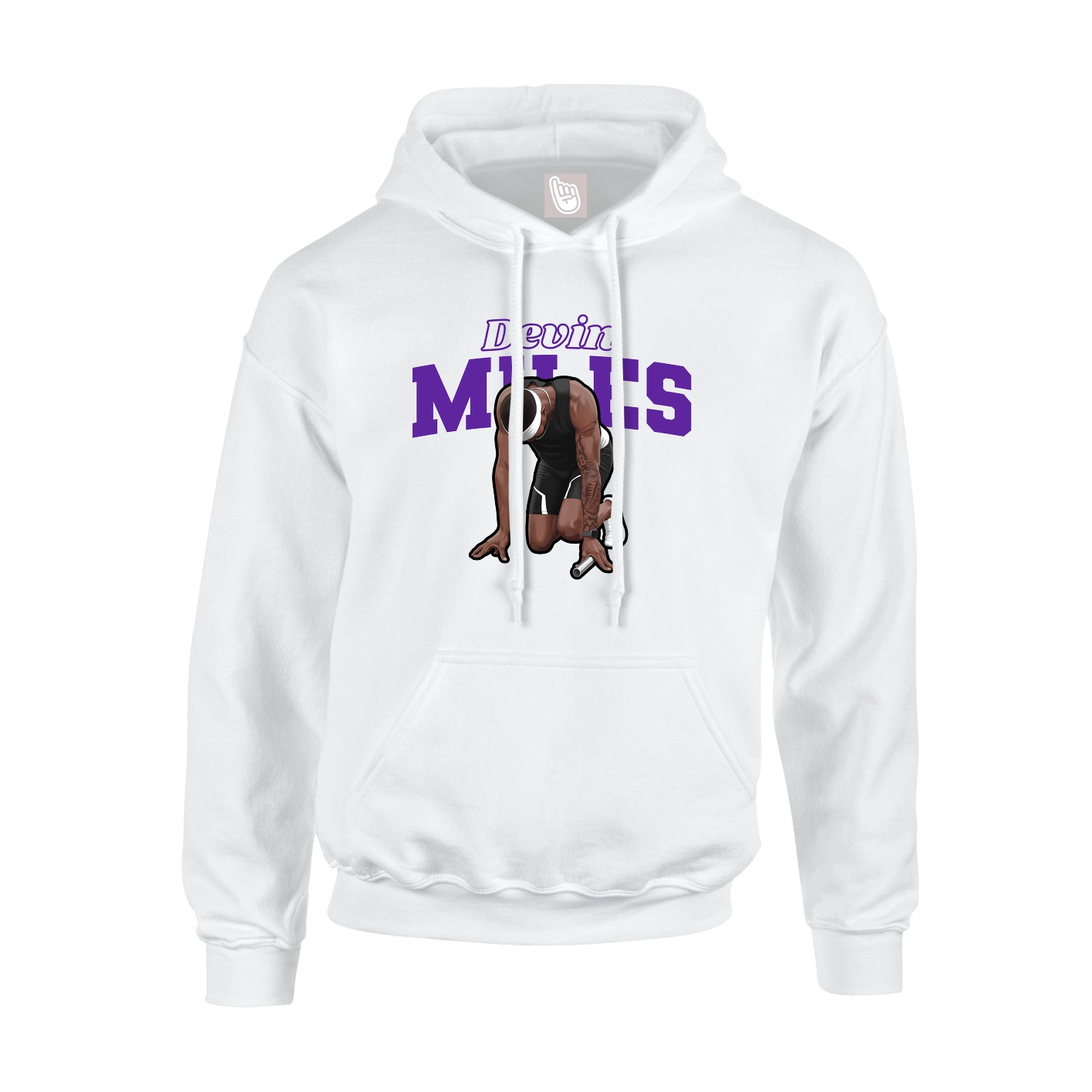 Youth Hoodie — Name Arch in White