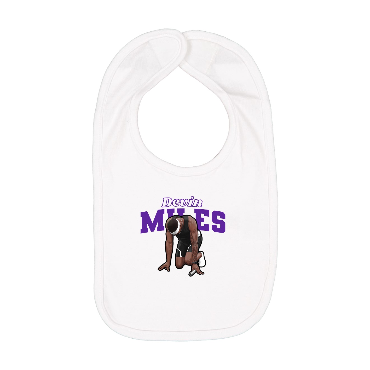 Infant Bib — Name Arch in White