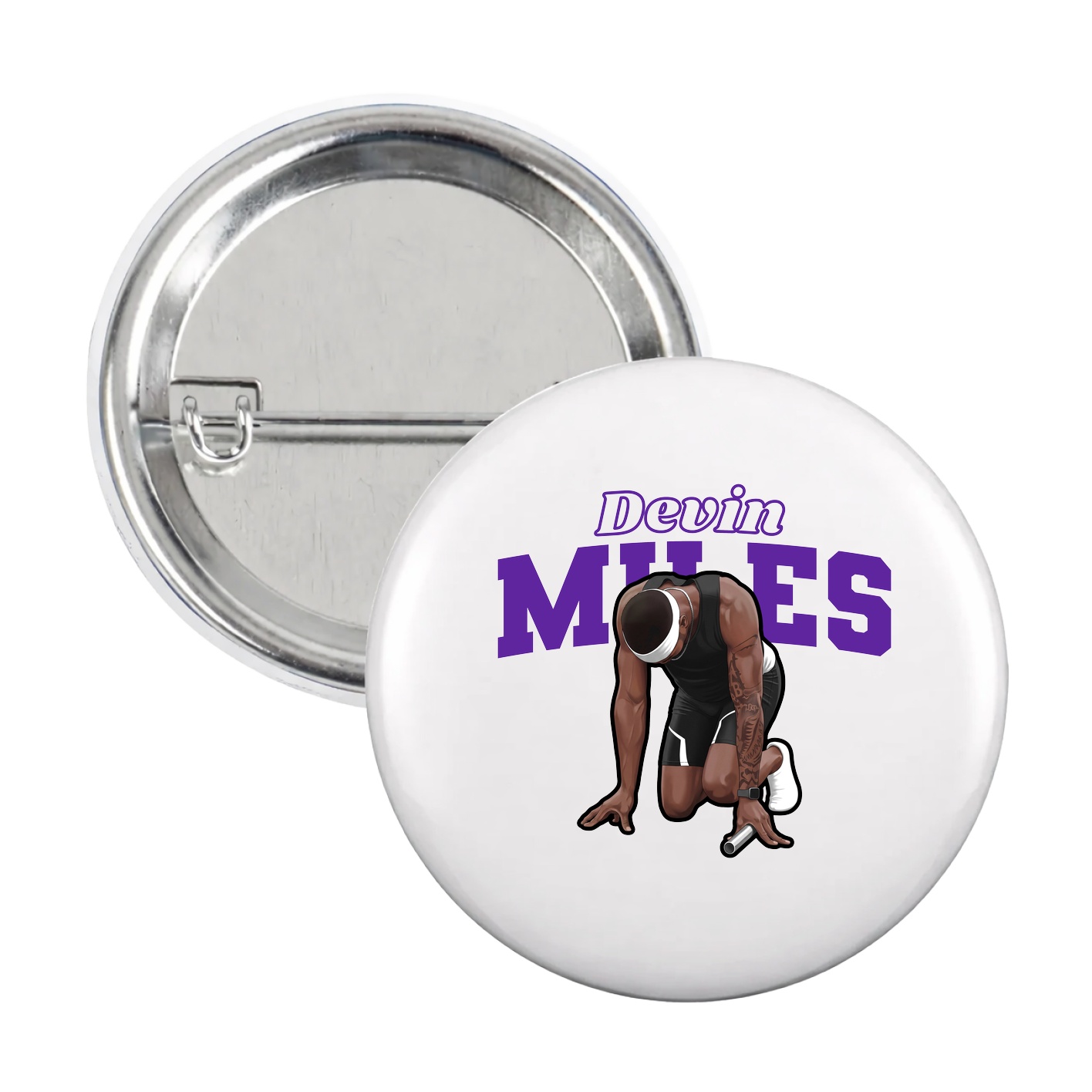 Game Day Button — Name Arch in White