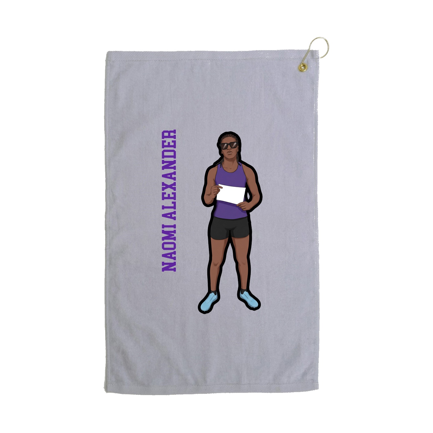 Golf Towel — Name Vertical in Grey