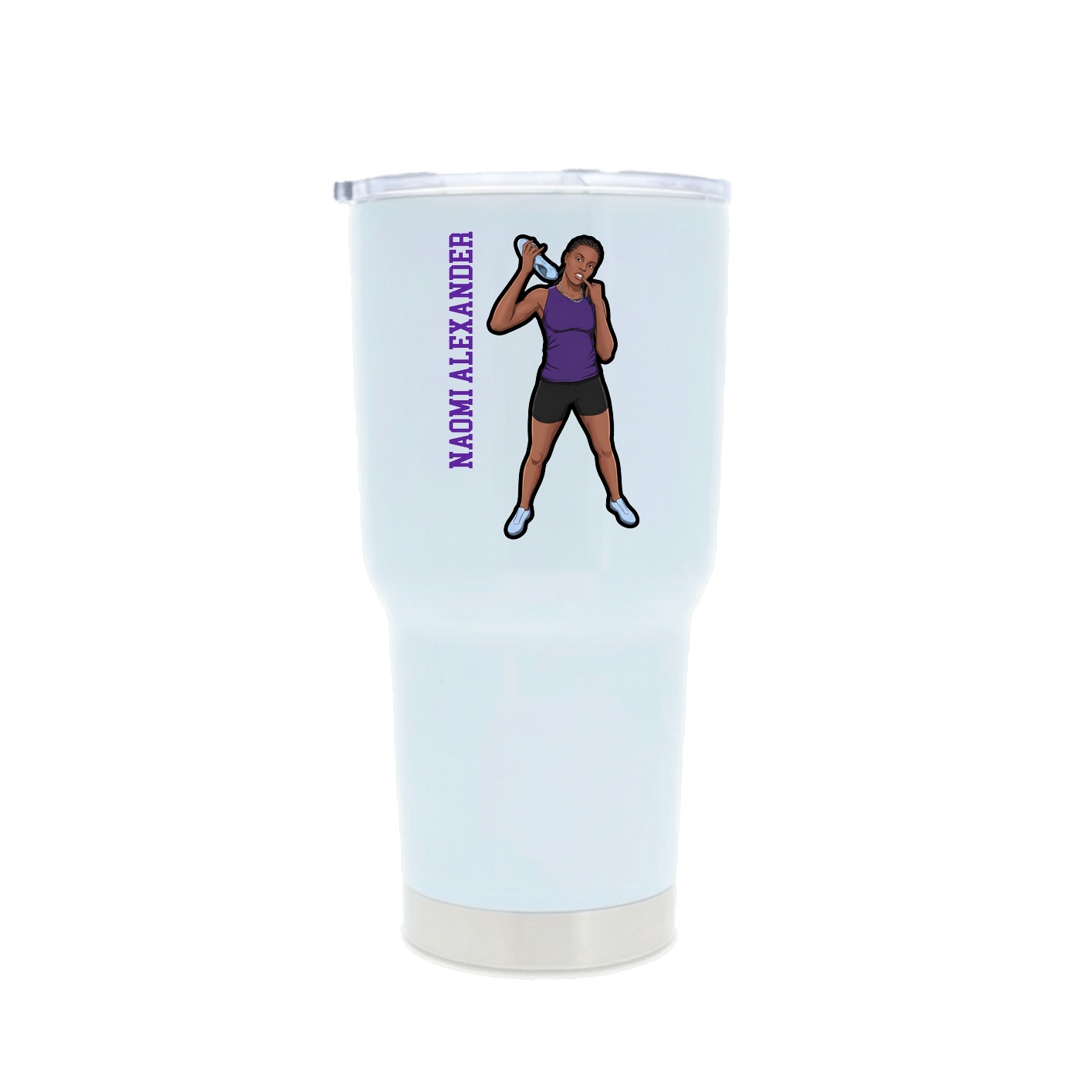 30oz Stainless Steel Tumbler — Name Vertical in White