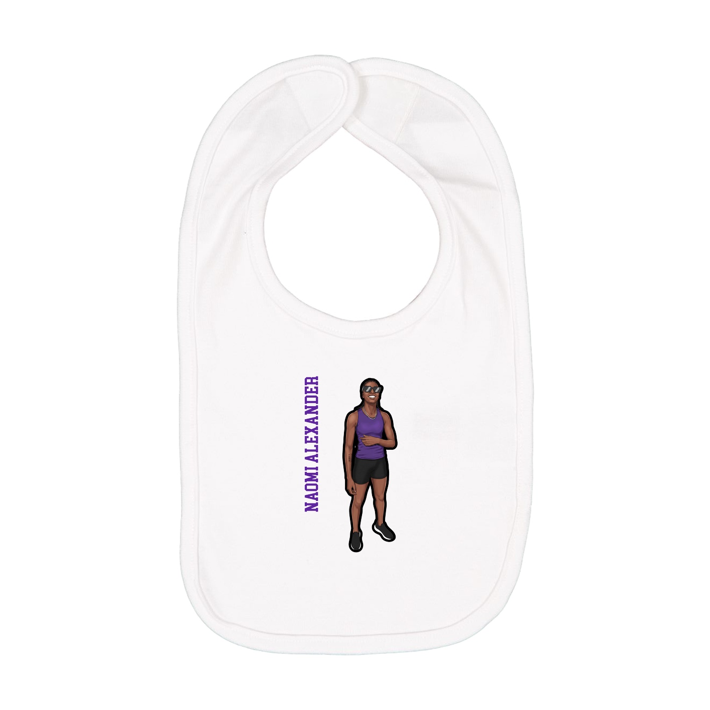 Infant Bib — Name Vertical in White