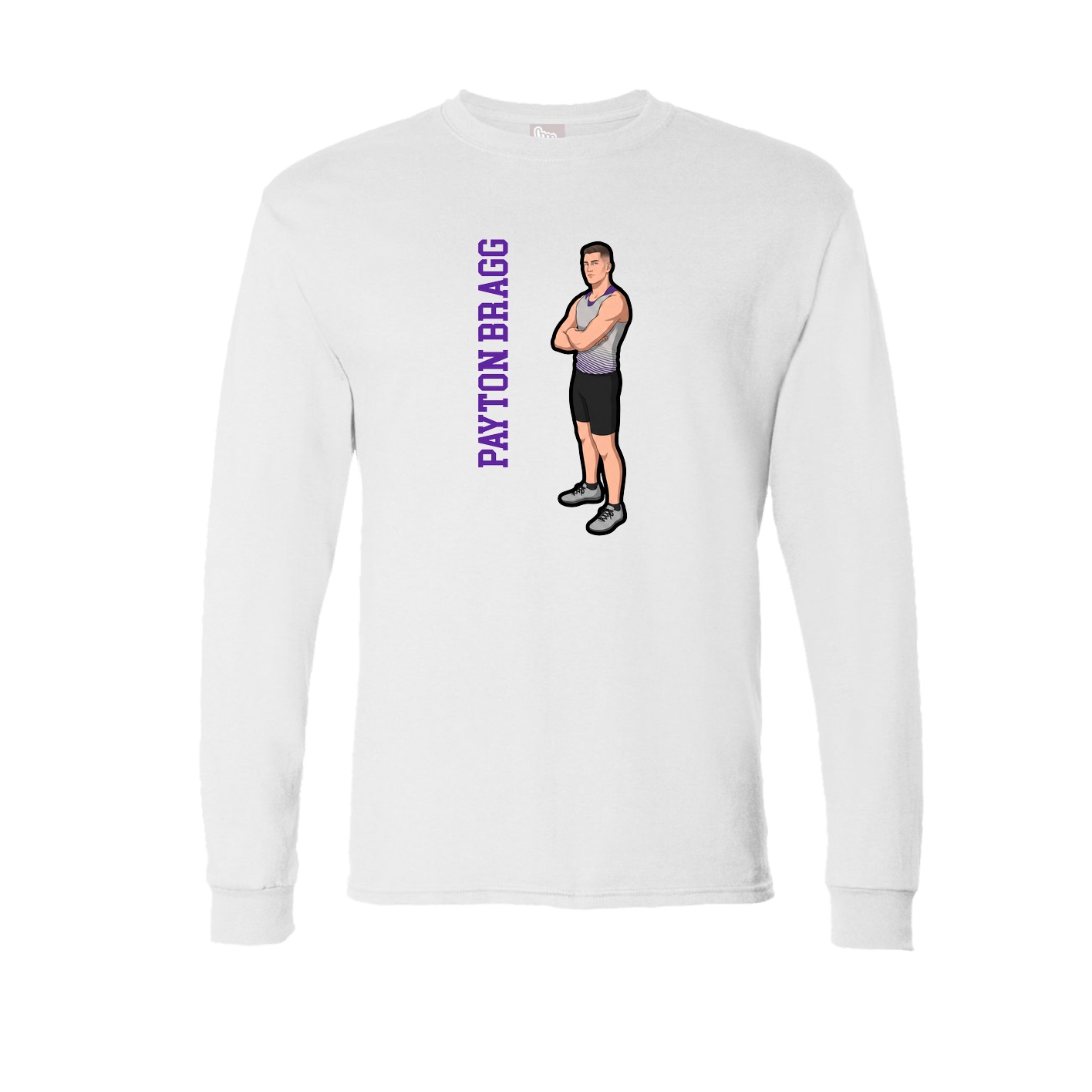Long Sleeve Tee — Name Vertical in White
