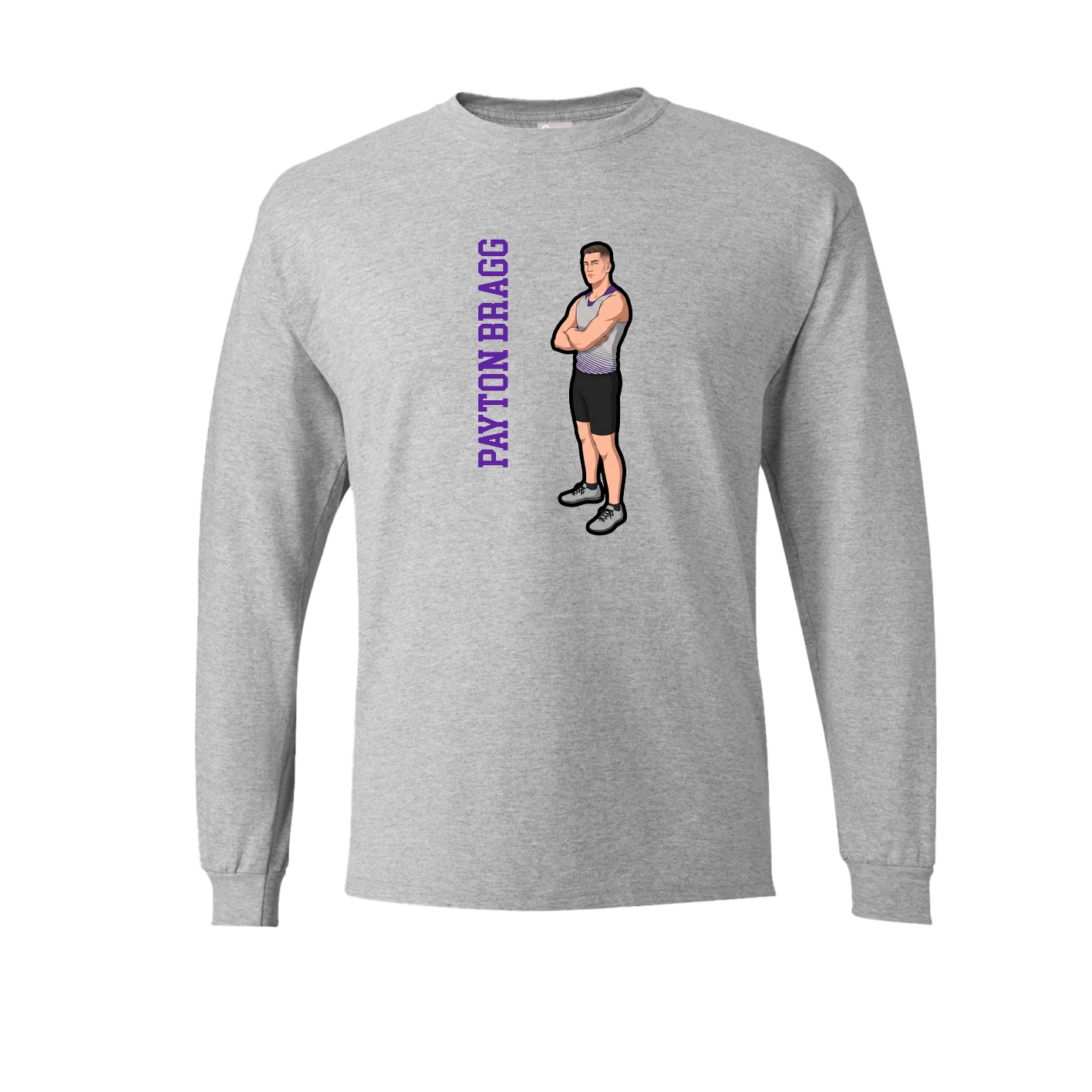 Long Sleeve Tee — Name Vertical in Grey