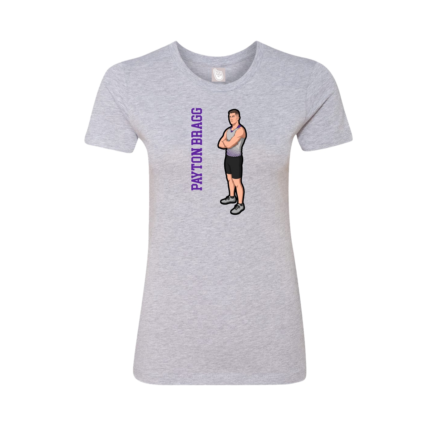 Fitted Women's Tee — Name Vertical in Grey